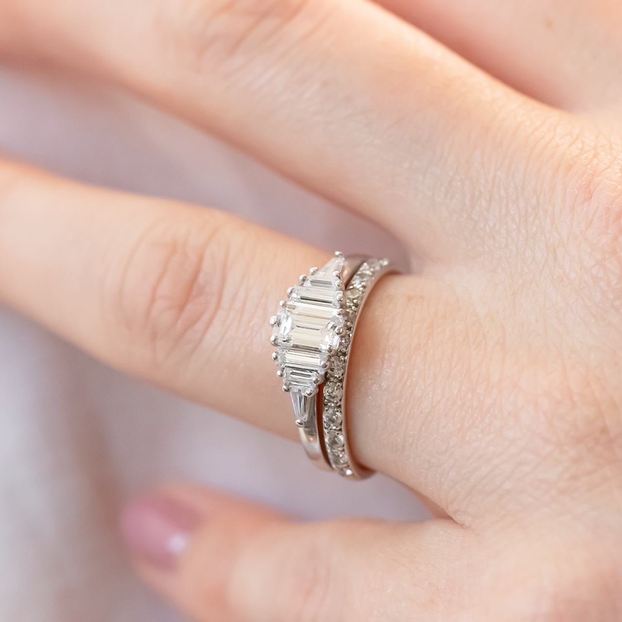 Emerald Cut Moissanite Engagement Ring