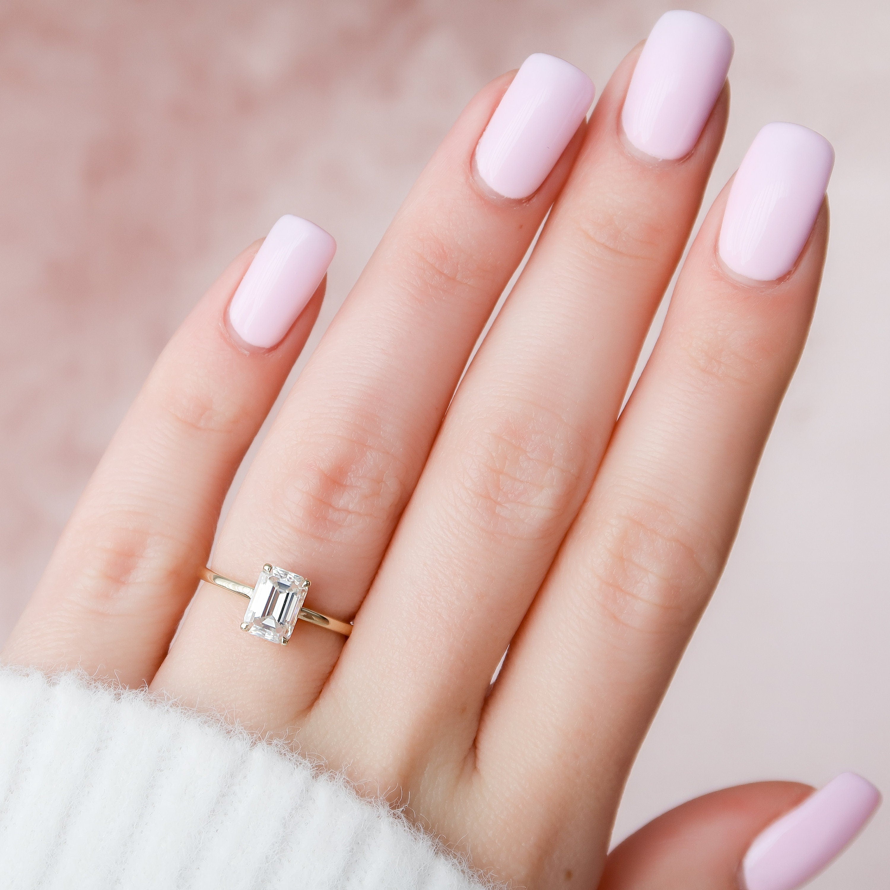 Emerald Cut Moissanite Engagement Ring