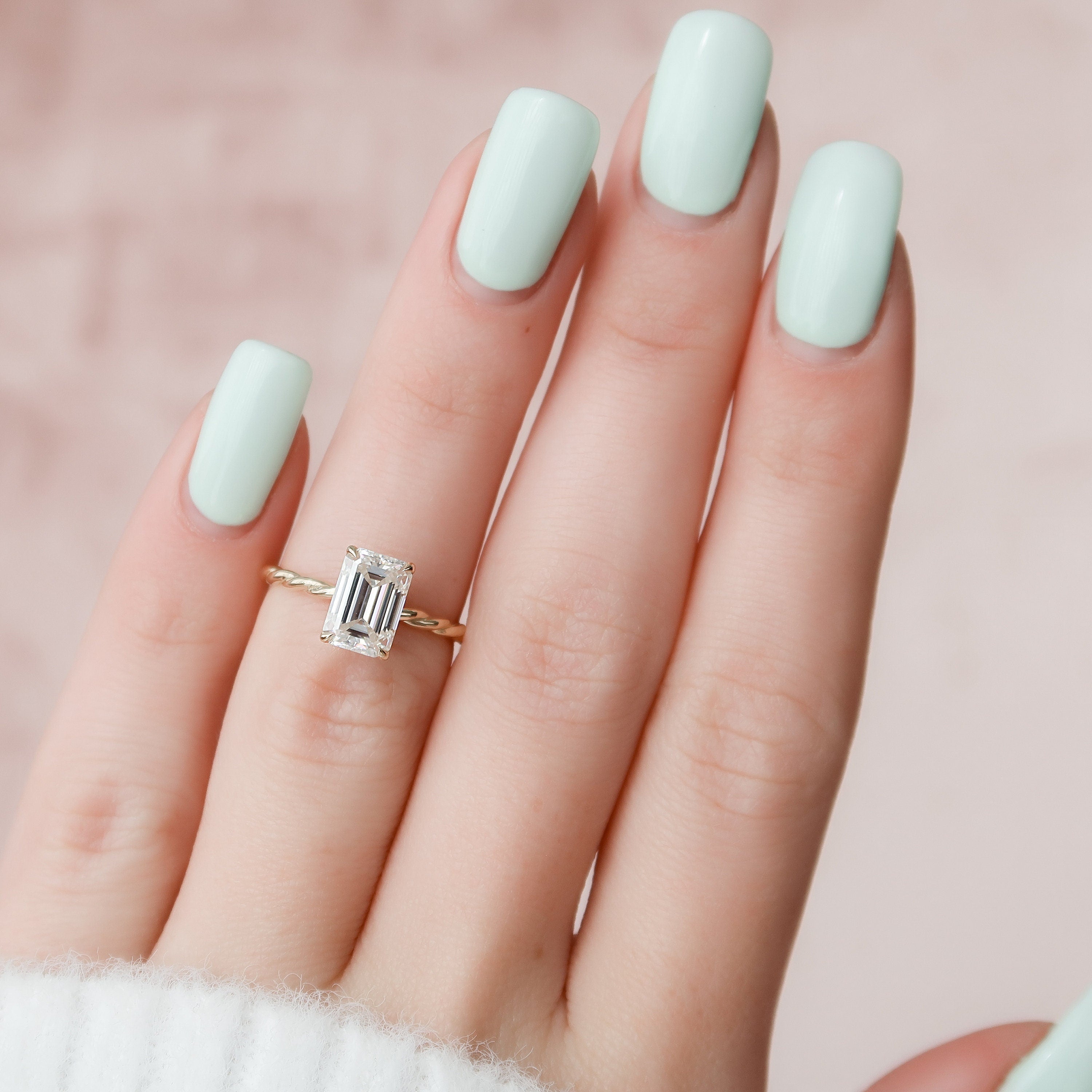 Emerald Cut Moissanite Ring