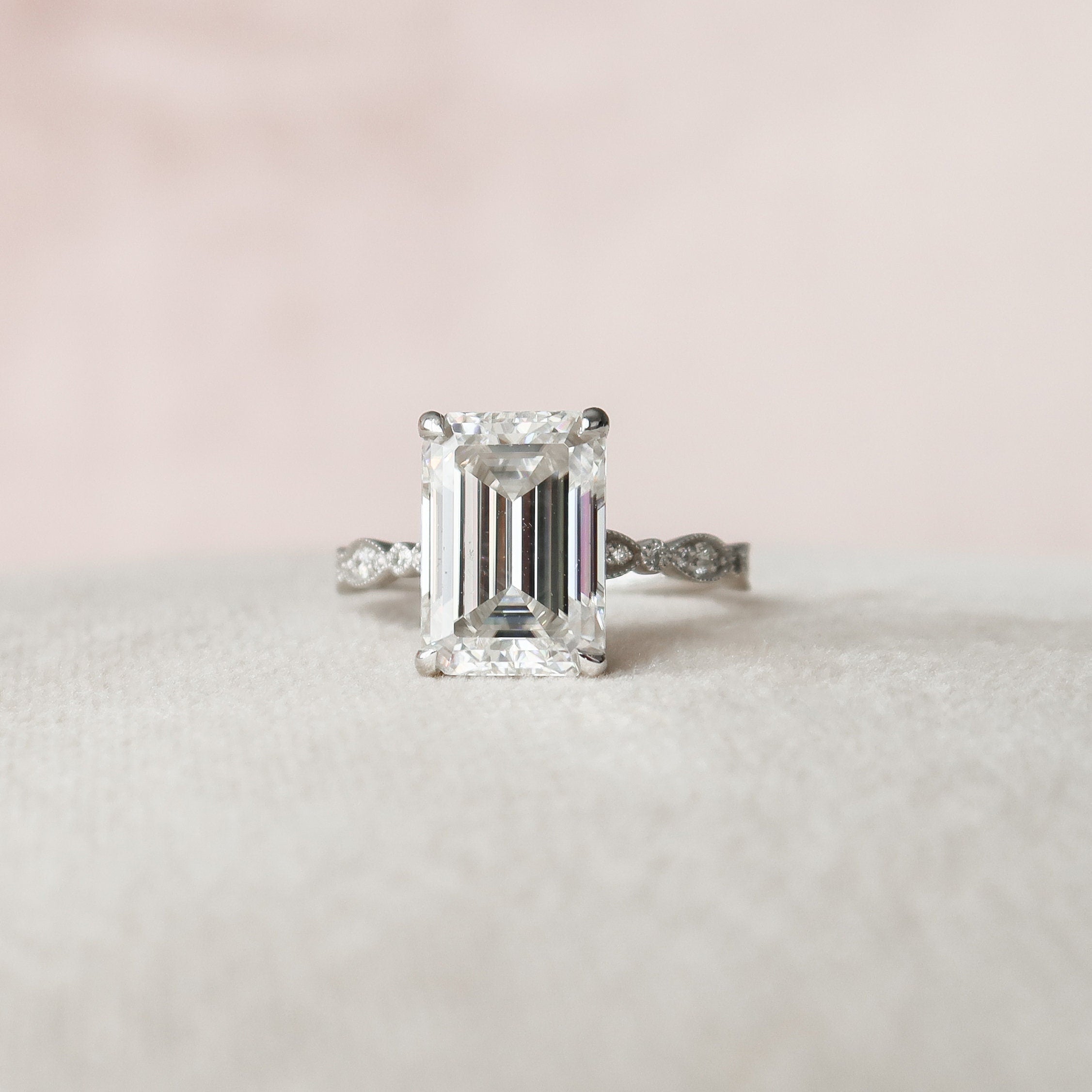 Pave Moissanite Engagement Ring