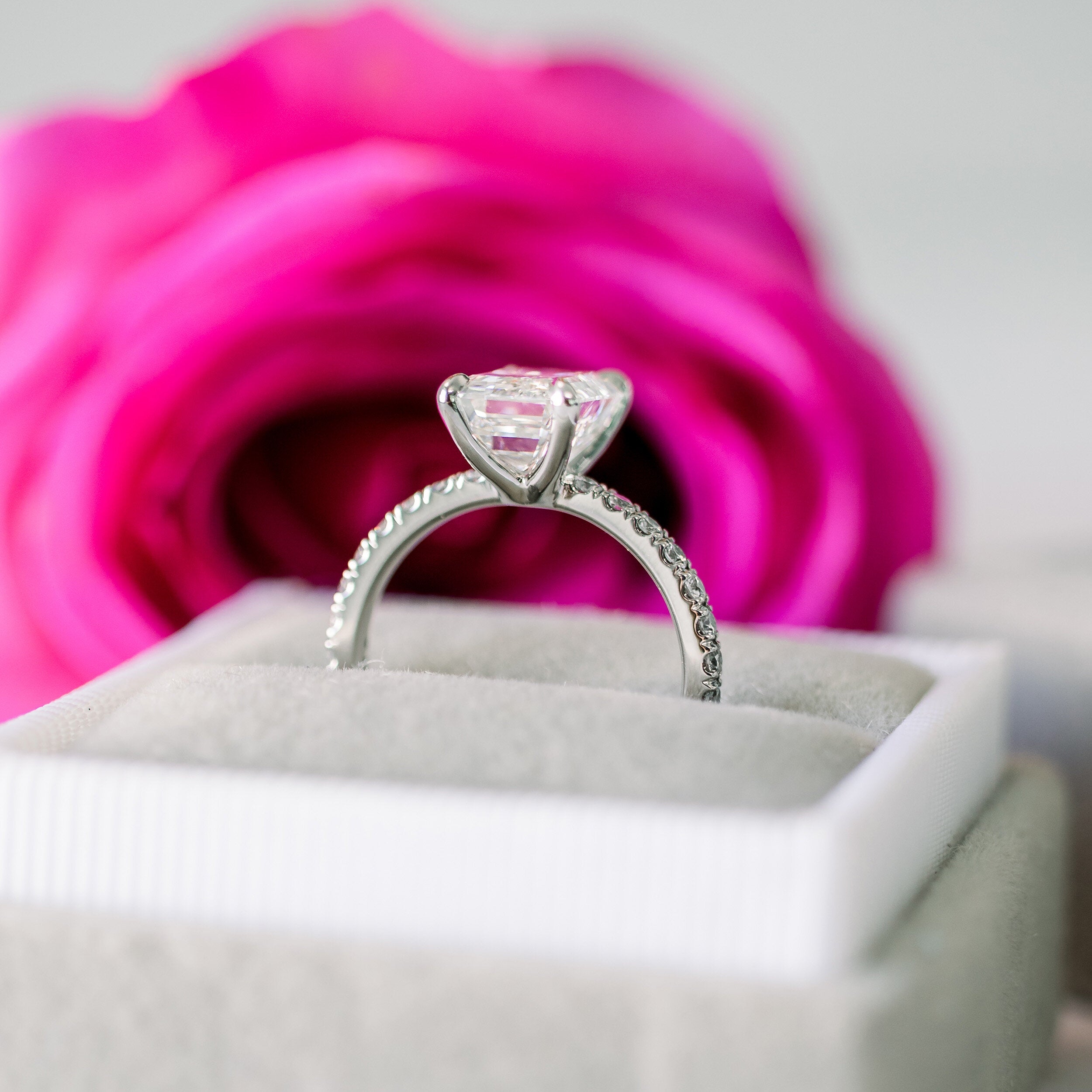 Emerald Moissanite Engagement Ring