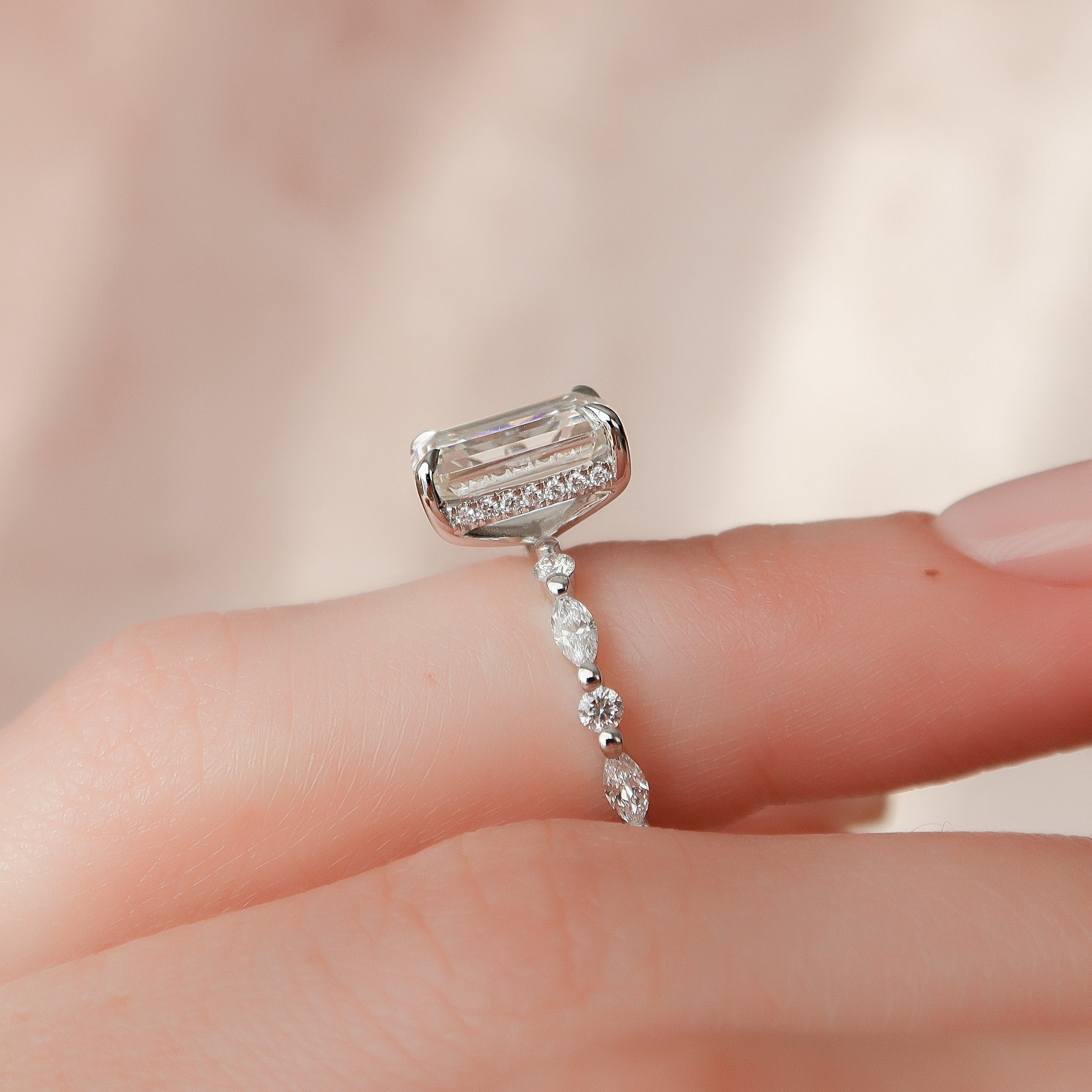 Pave Band Engagement Ring