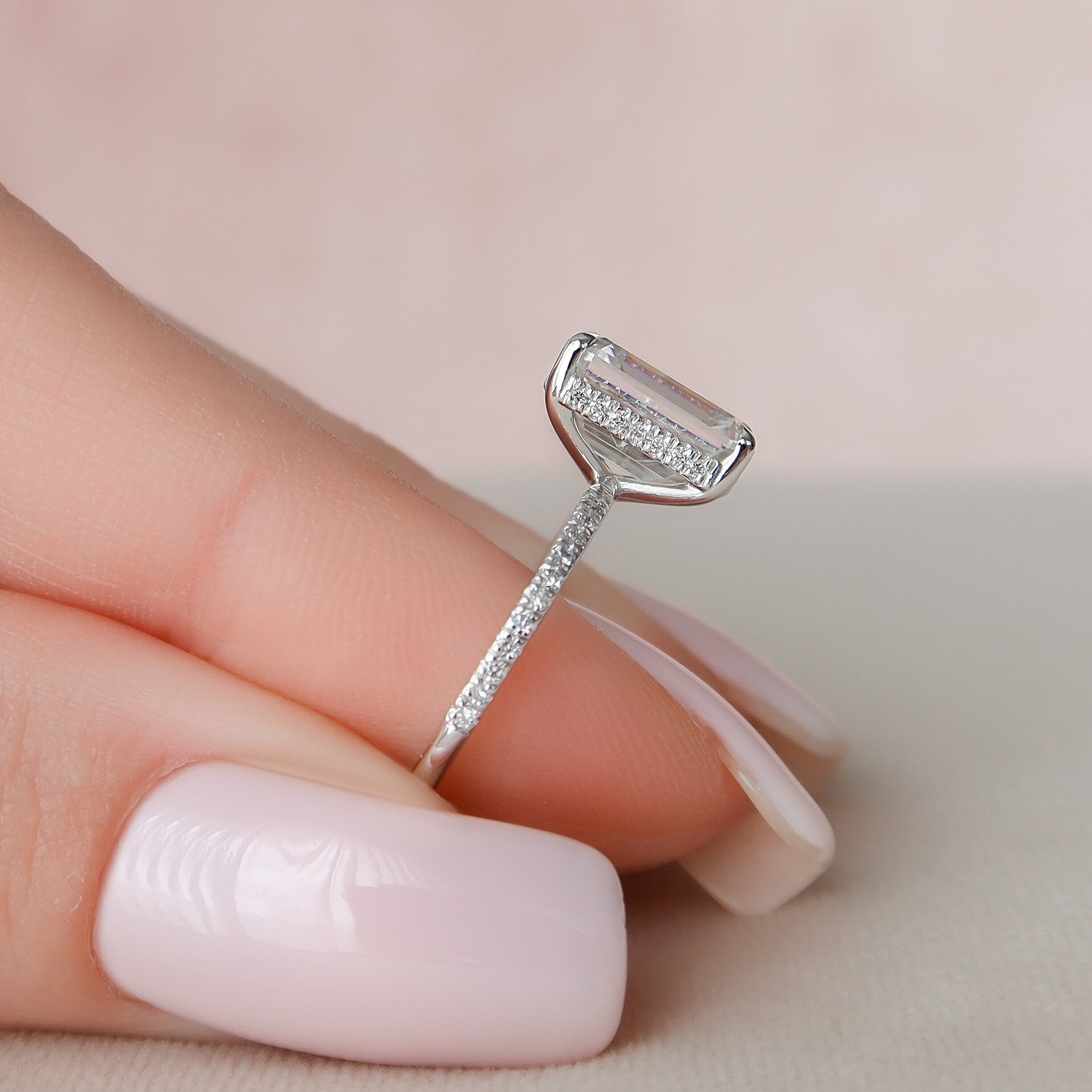 Emerald Cut Pave Ring