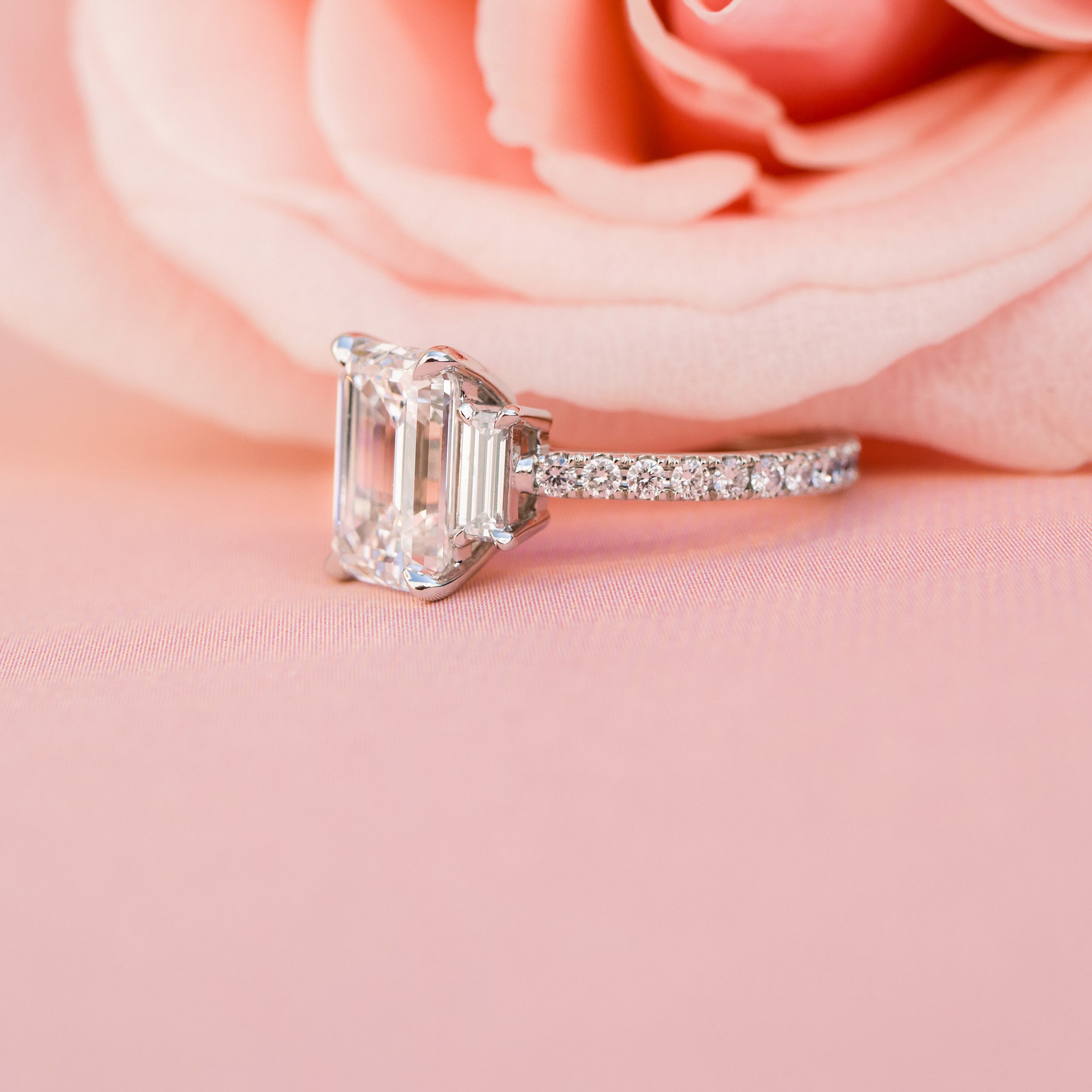 Pave Moissanite Engagement Ring