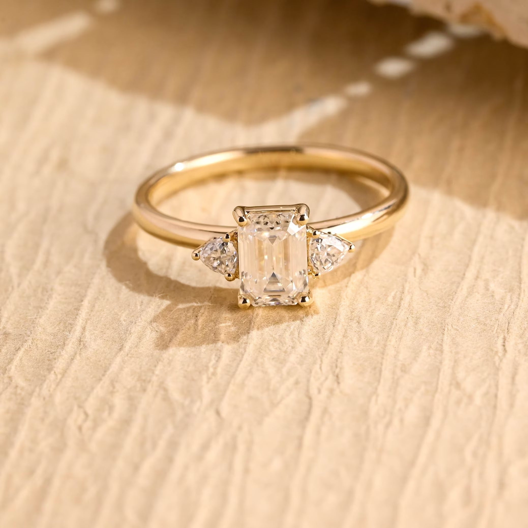 Three Stone Moissanite Engagement Ring