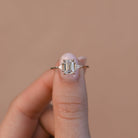 Emerald Three Stone Moissanite Ring