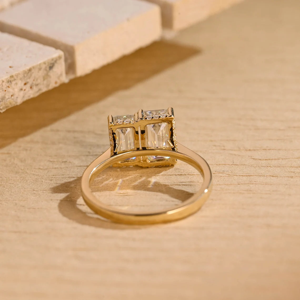 1 Carat Emerald Moissanite Engagement Ring