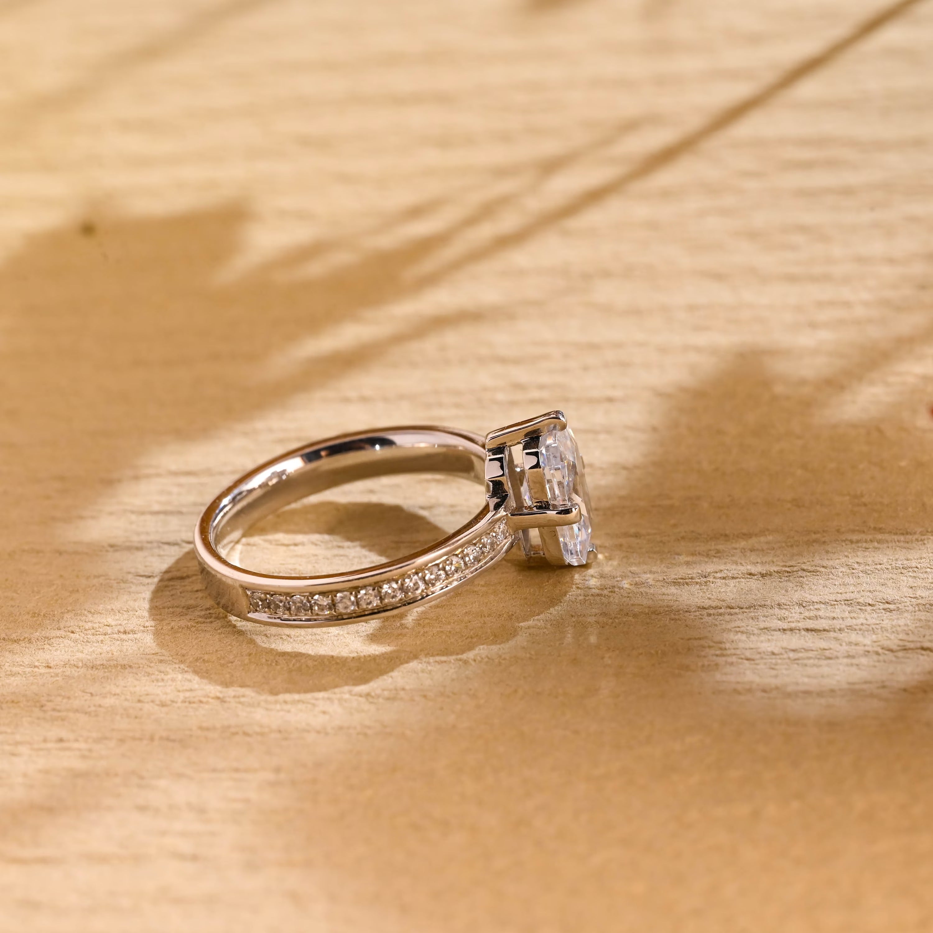 modern pavé engagement ring radiant cut moissanite