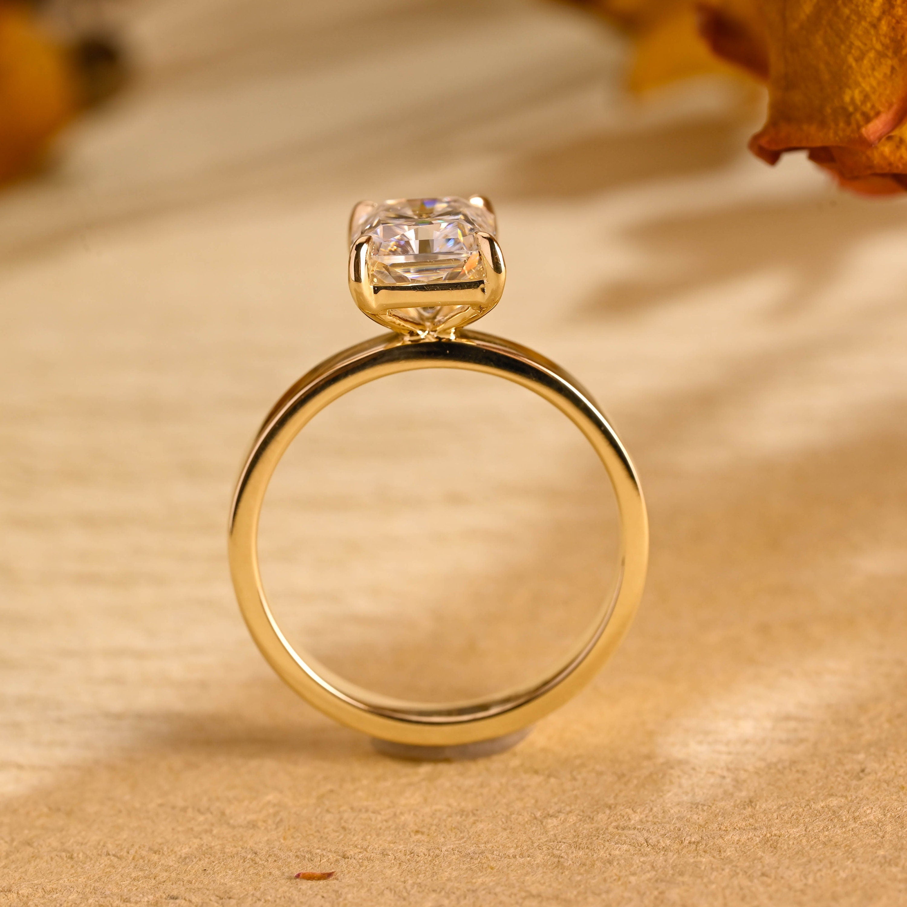 radiant cut moissanite ring 14k gold