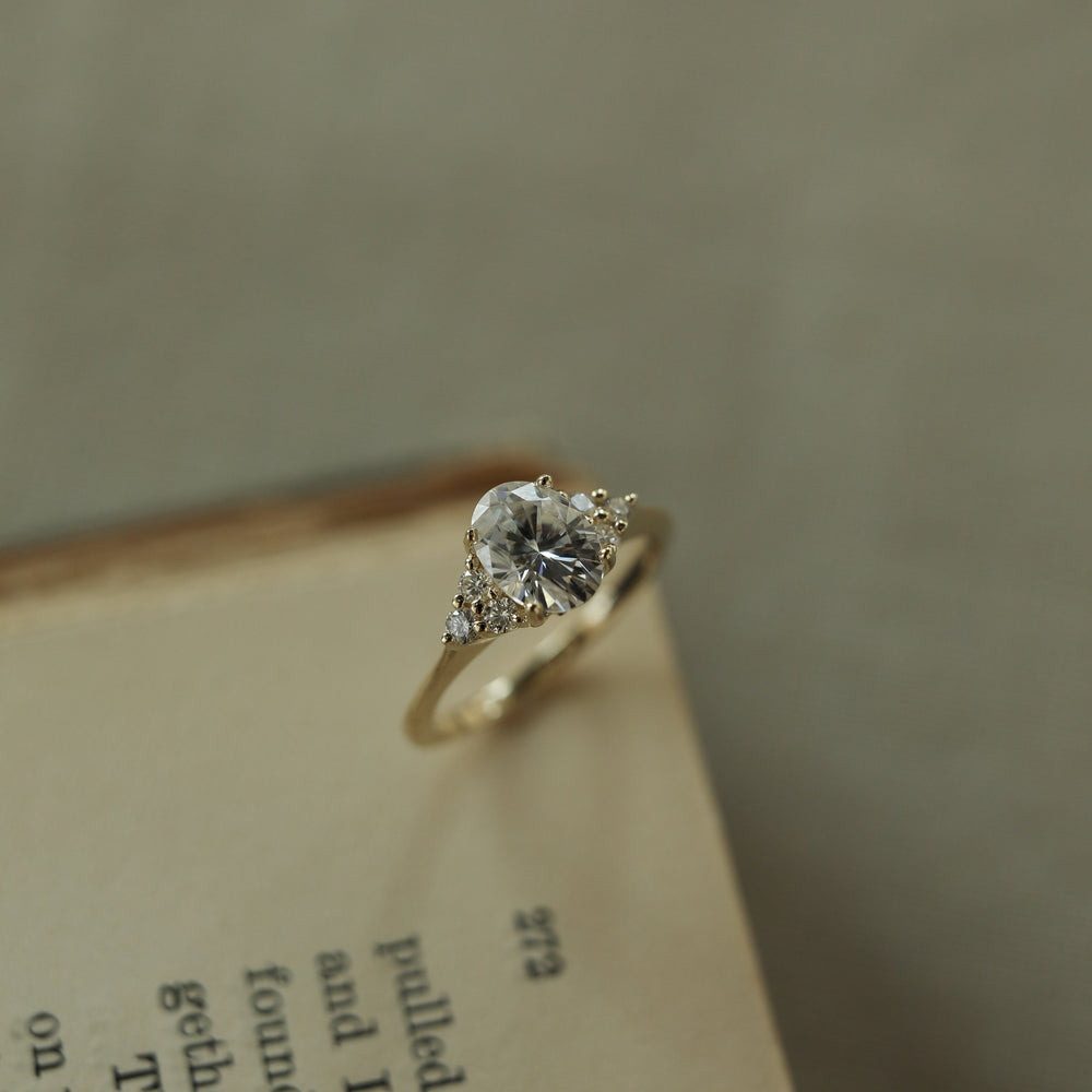 1.20CT Oval Cluster Moissanite Diamond Engagement Ring