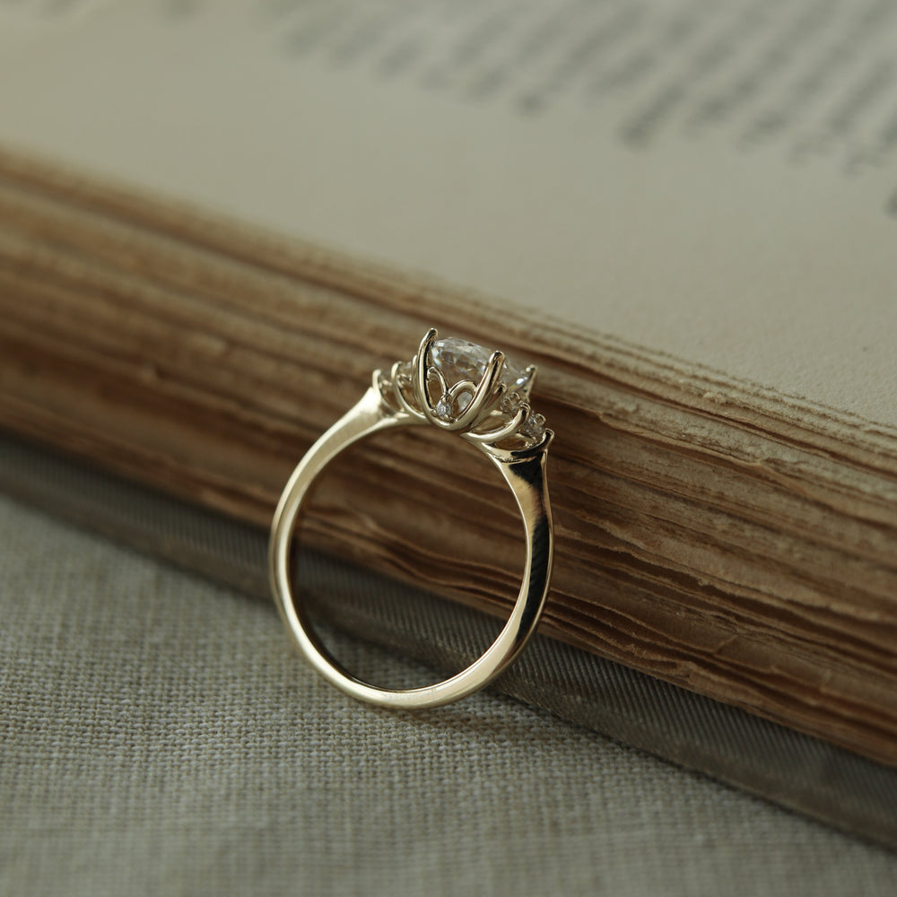 1.20CT Oval Cluster Moissanite Diamond Engagement Ring