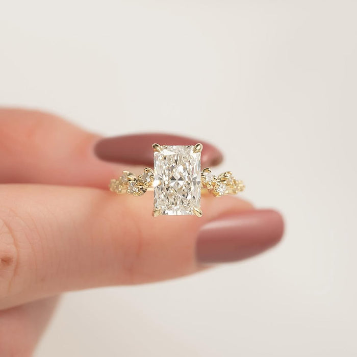 2.50CT Radiant Diamond Hidden Halo Cluster Lab Grown Engagement Ring