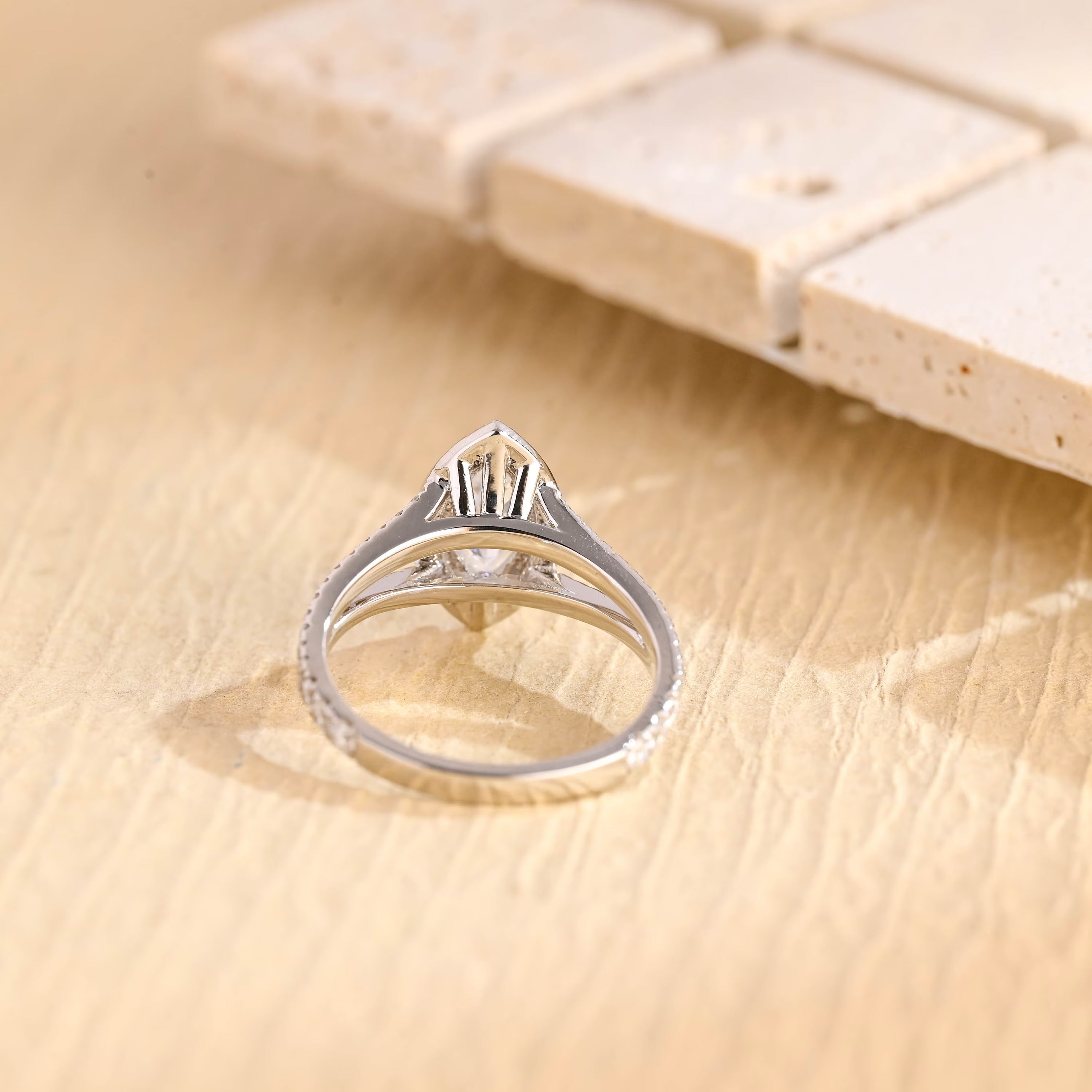 Marquise Cut Moissanite Engagement Ring