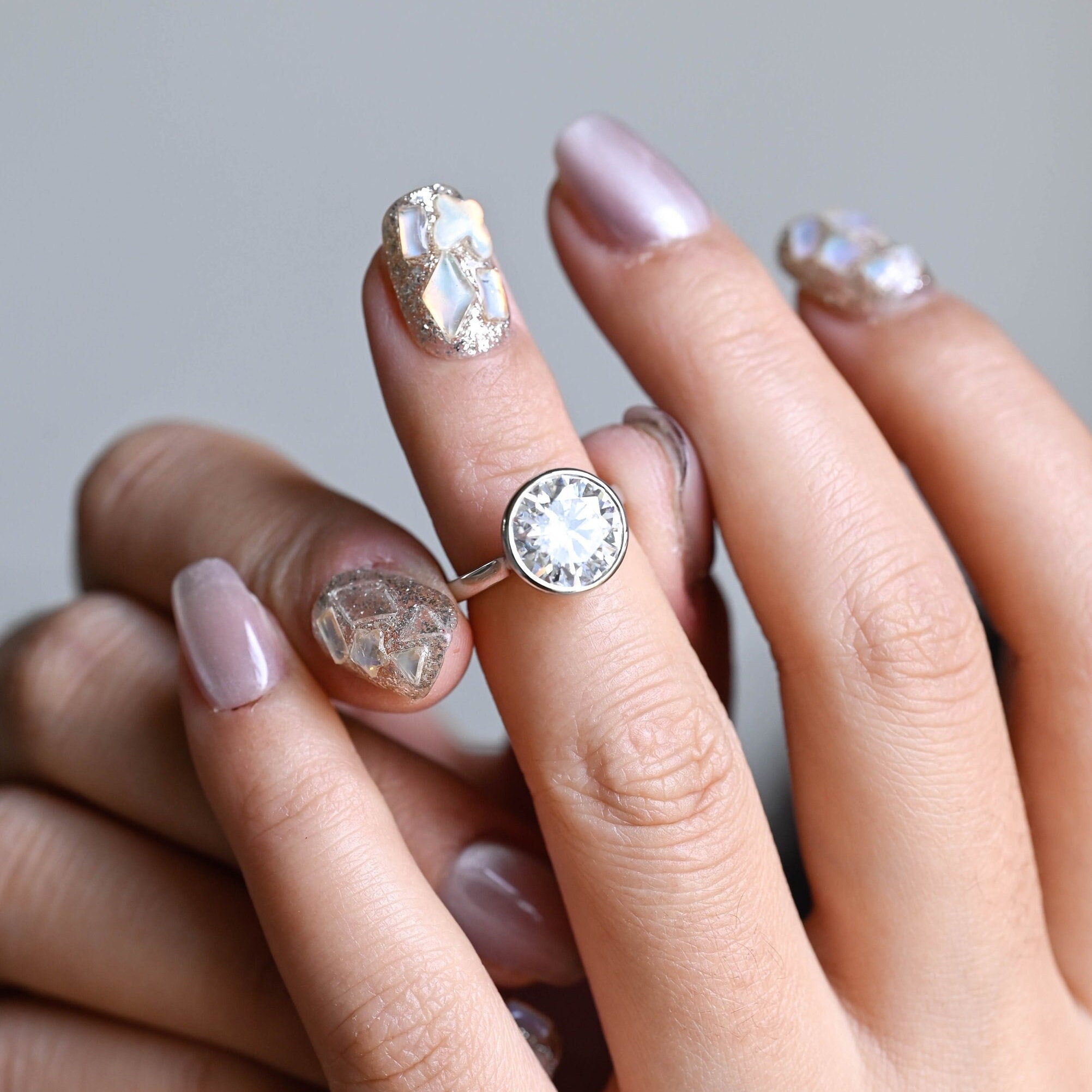 Custom Round Moissanite Engagement Ring
