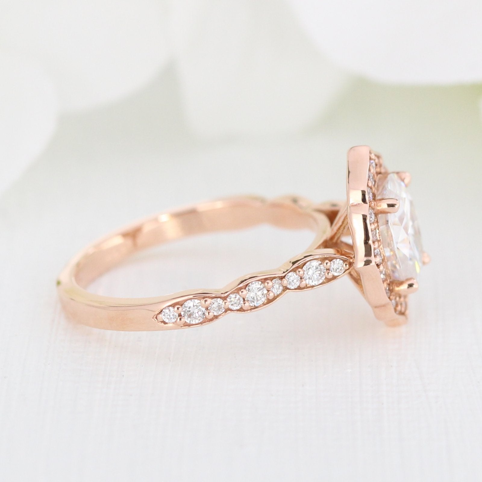 Floral Halo Engagement Ring