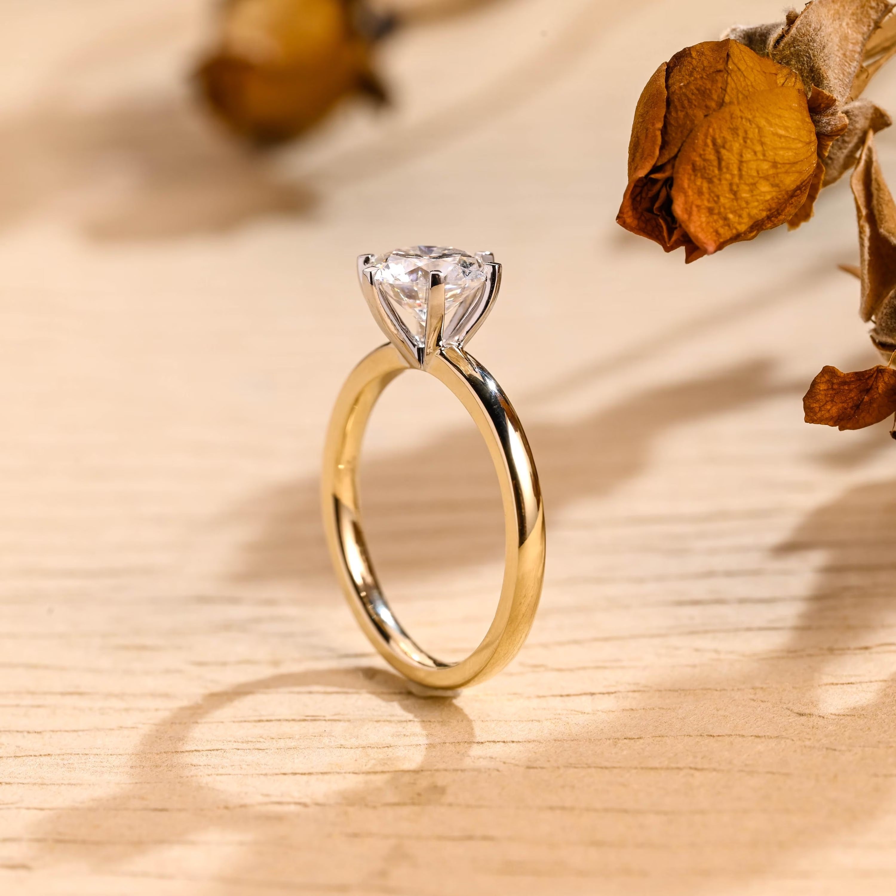 White Gold Solitaire Moissanite Ring