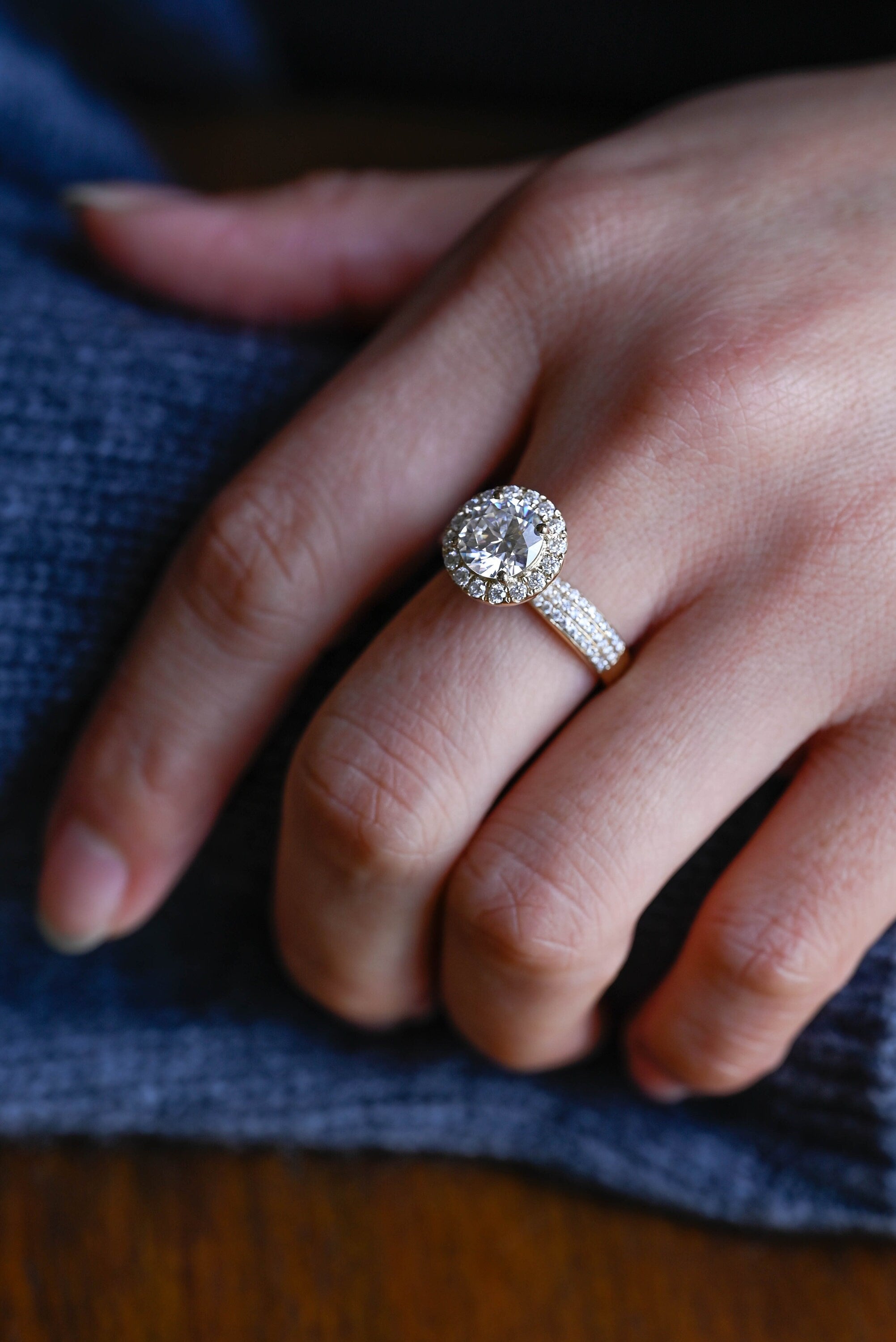 Custom Round Moissanite Engagement Ring