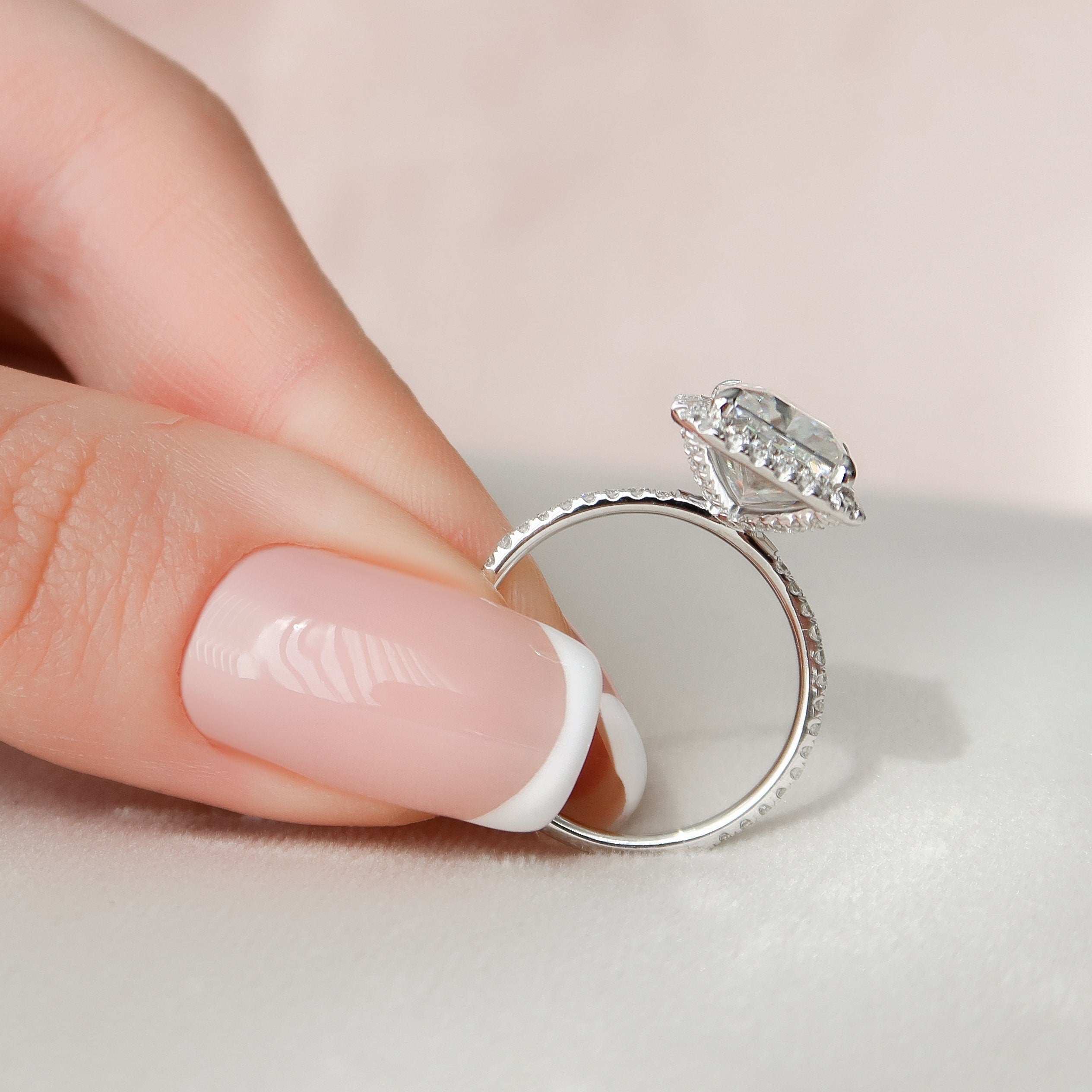 Pave Moissanite Engagement Ring