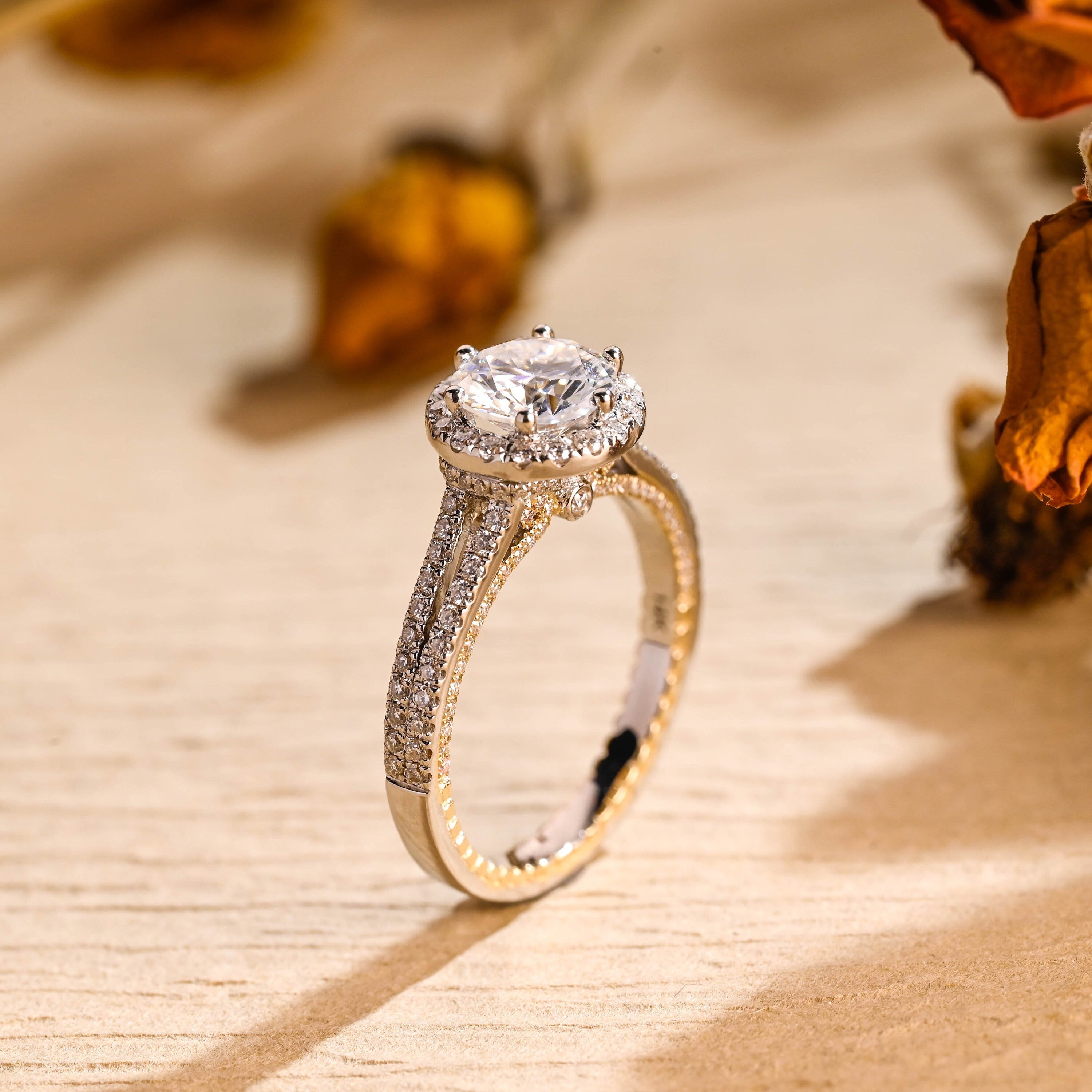 Pavé Moissanite Engagement Ring