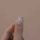 1.30CT Round Halo Moissanite Diamond Engagement Ring