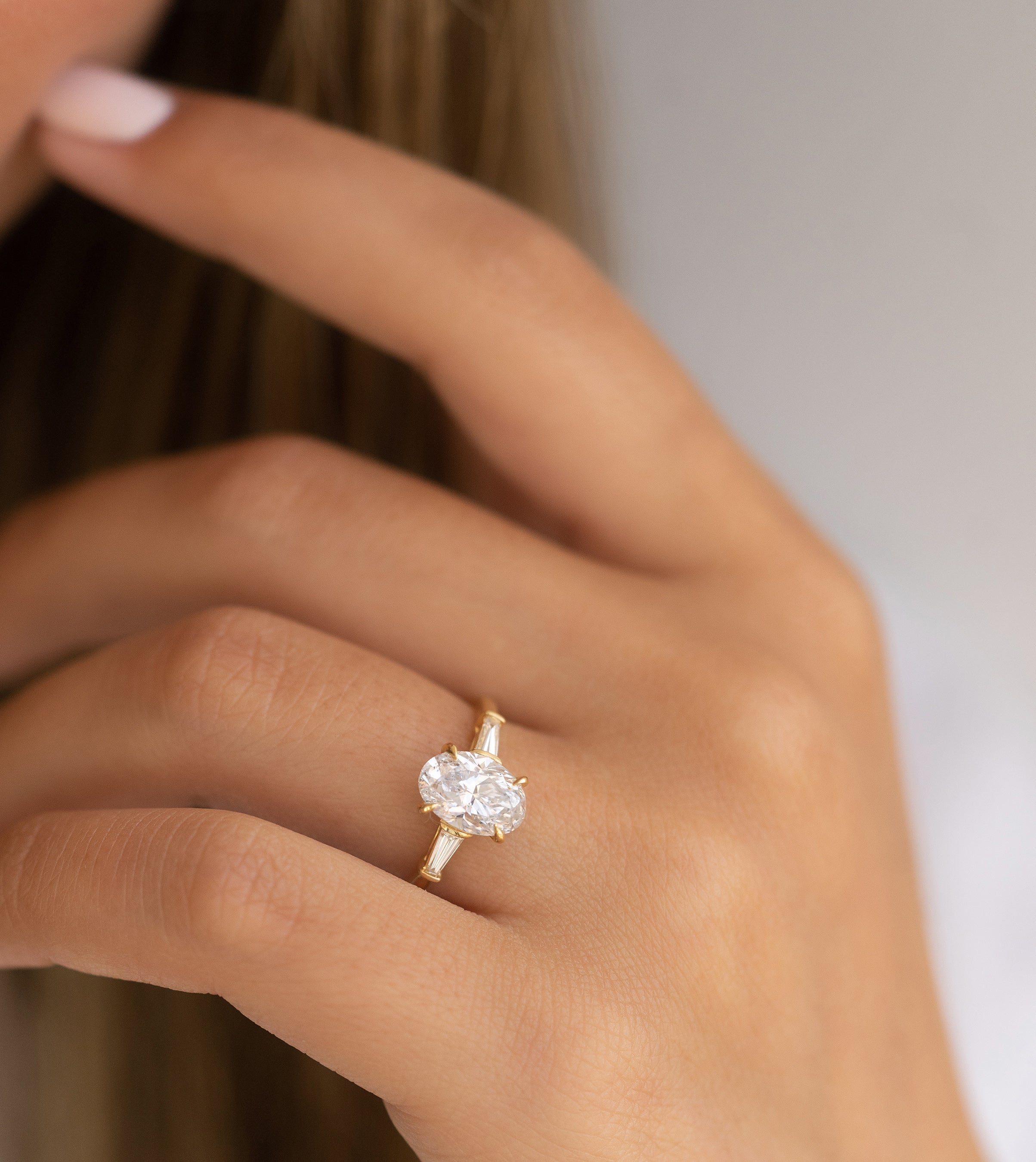 1.61CT Oval Three Stone Moissanite Diamond Solitaire Engagement Ring