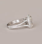 3.21CT Oval Cut Halo Moissanite Diamond Split Shank Engagement Ring