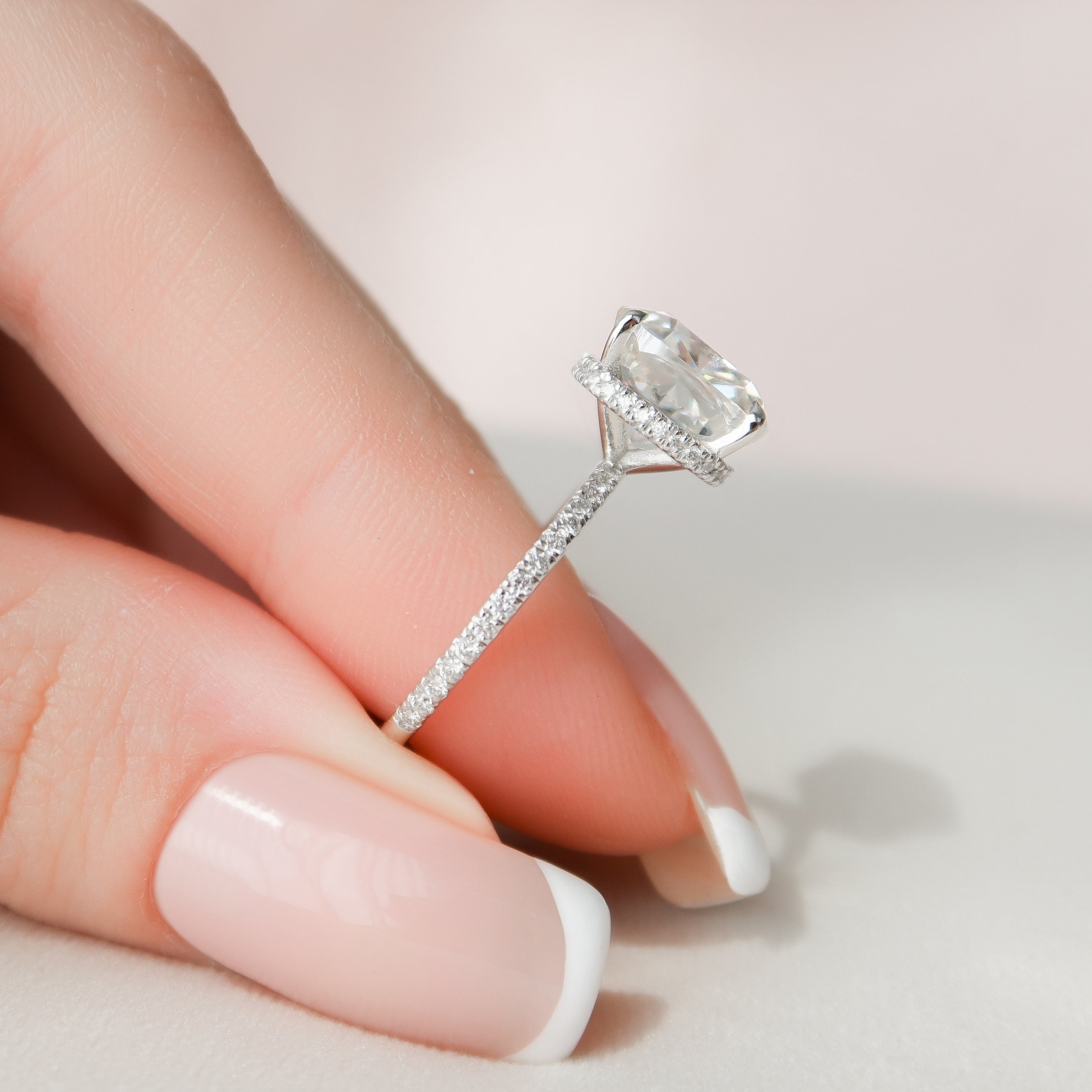 Pave Moissanite Engagement Ring