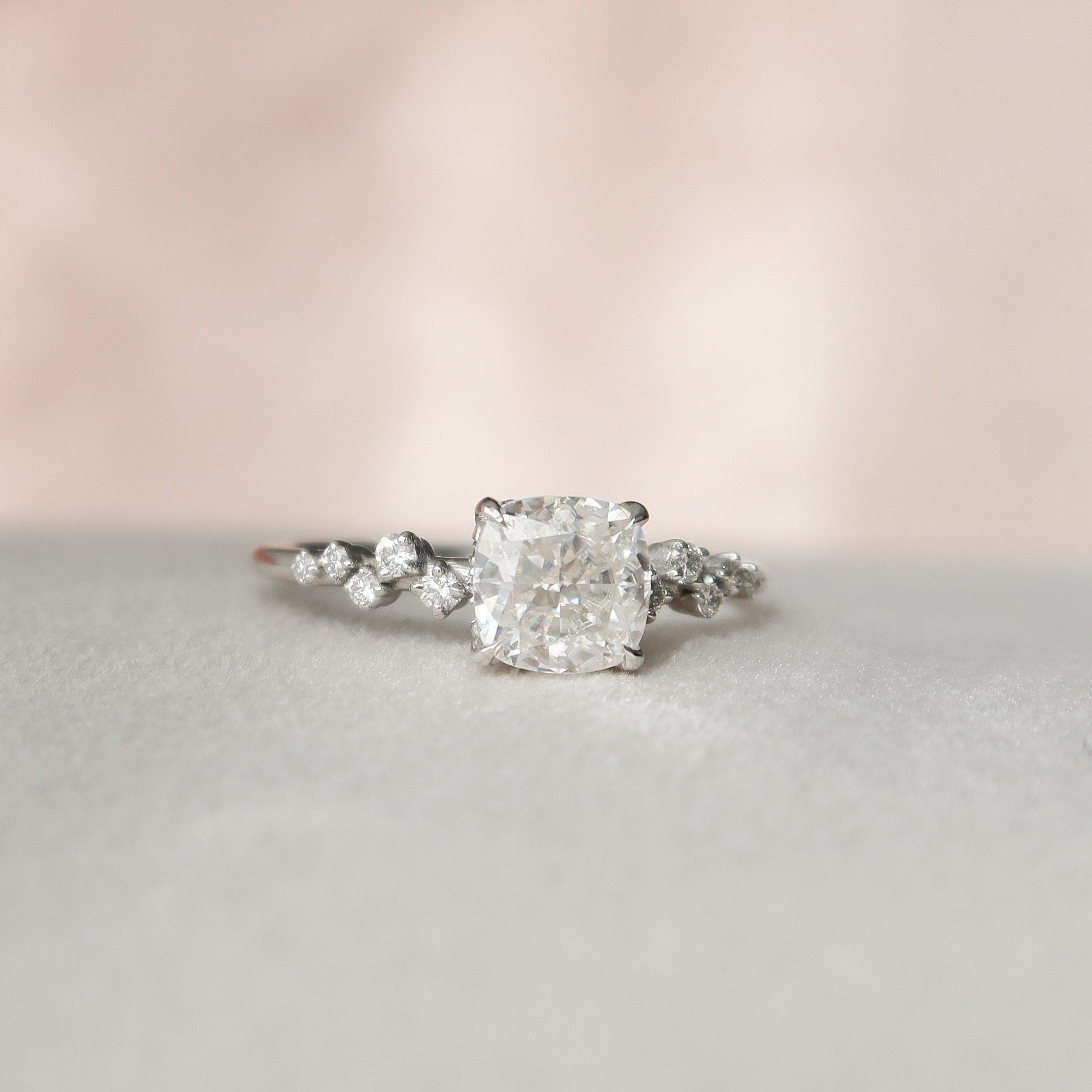 Cushion Moissanite Diamond Ring