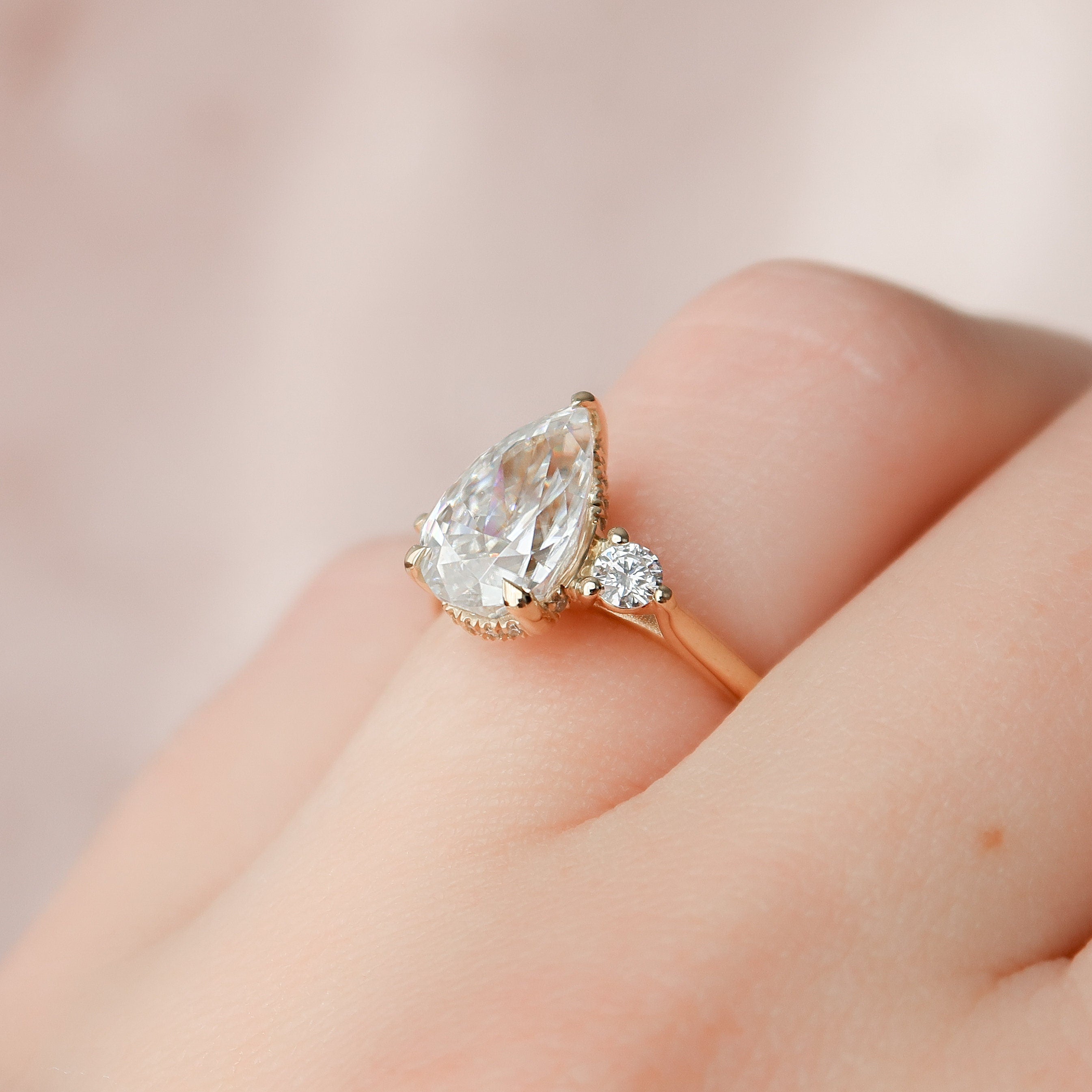 Three Stone Pear Ring
