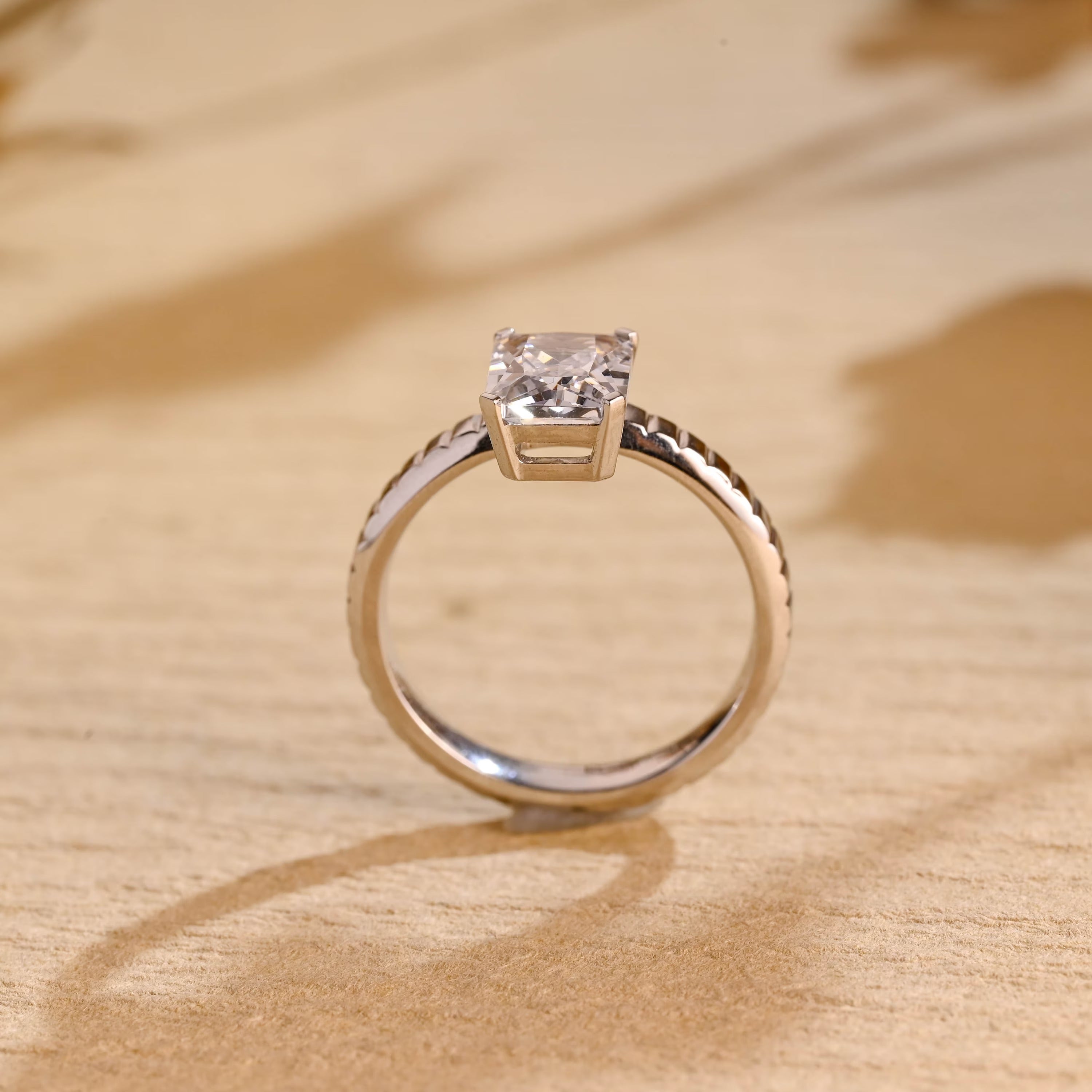 simple elegant moissanite engagement ring gold