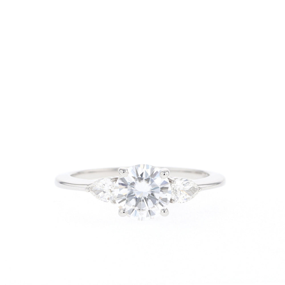 1.05CT Three Stone Round Moissanite Diamond Solitaire Engagement Ring