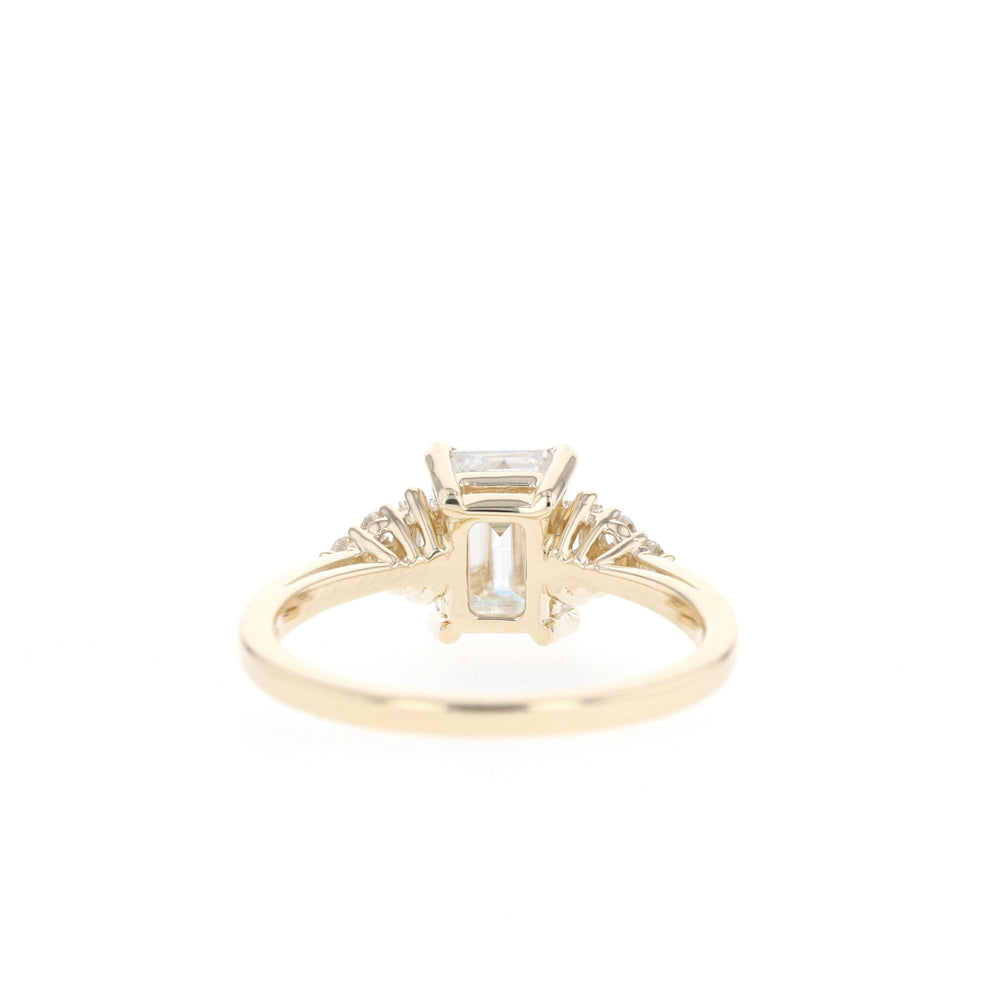 1.70ct Emerald Cut Diamond Cluster Moissanite Engagement Ring