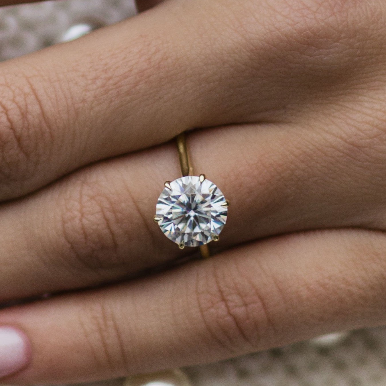3.0CT Round Cut 6 Prongs Moissanite Solitaire Engagement Ring