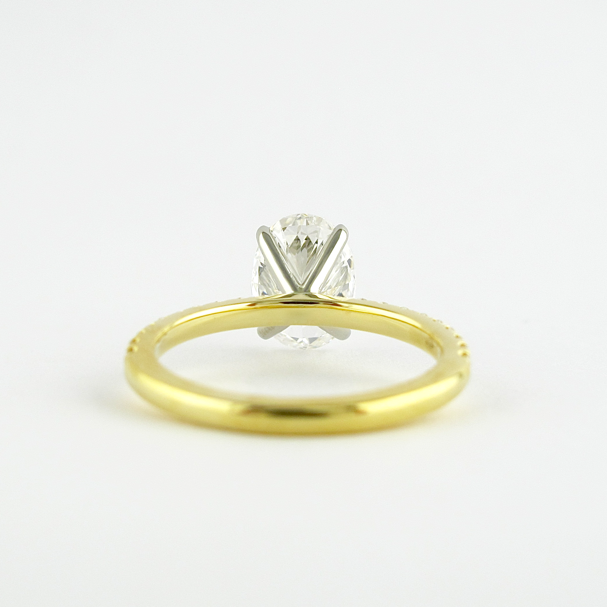 1.33CT Oval Pave Moissanite Diamond Four prong Engagement Ring in 14K Yellow Gold