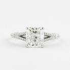 1.20CT Cushion Cut Hidden Halo Split Shank Moissanite Engagement Ring