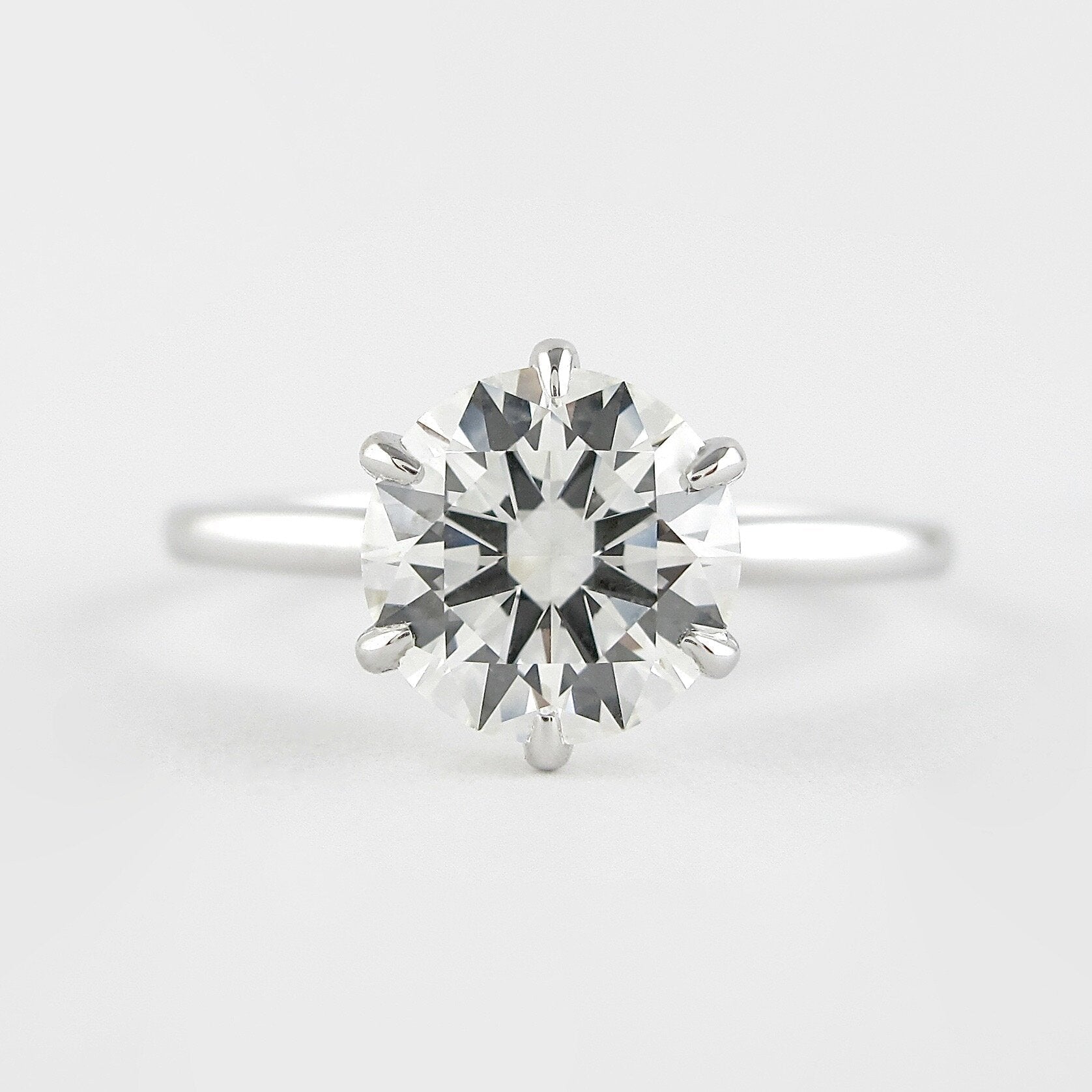 1.0CT Round Six Prong Moissanite Diamond Solitaire Engagement Ring For Women
