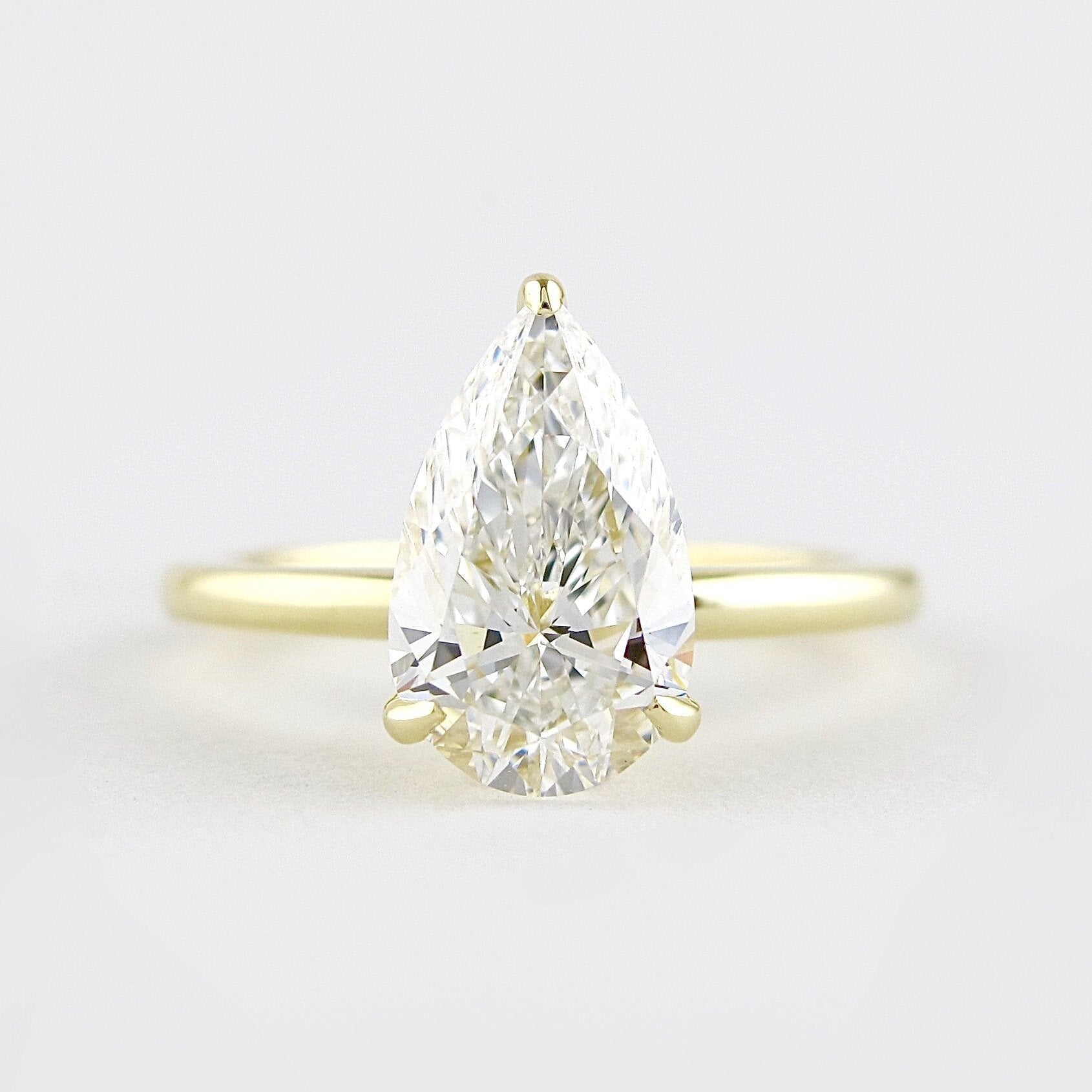 1.50CT Pear Hidden Halo Moissanite Diamond Solitaire Engagement Ring
