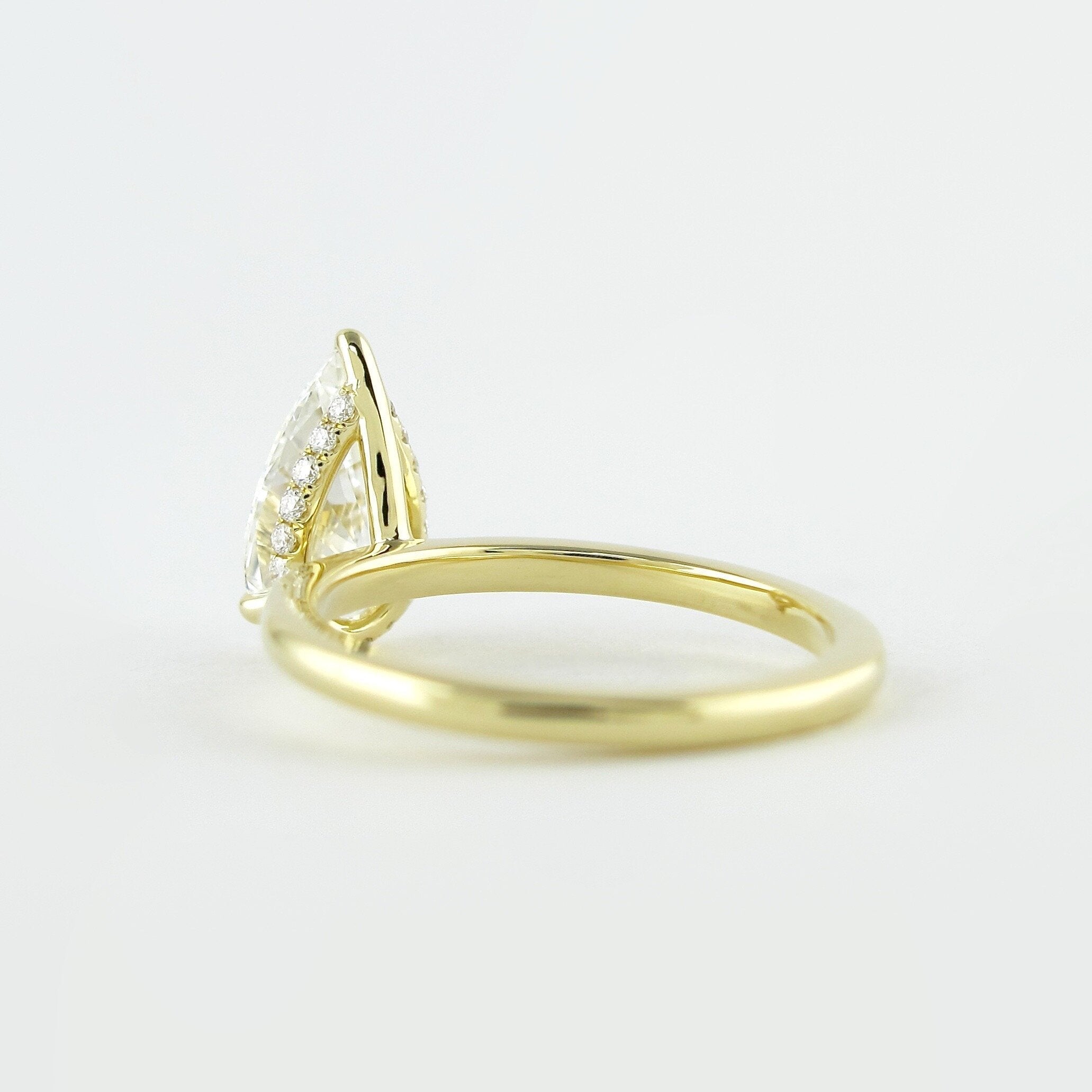 1.50CT Pear Hidden Halo Moissanite Diamond Solitaire Engagement Ring