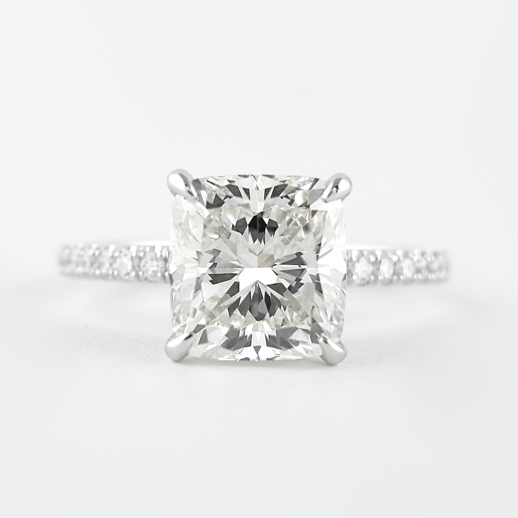 1.80CT Cushion Pave Moissanite Diamond Hidden Halo Engagement Ring
