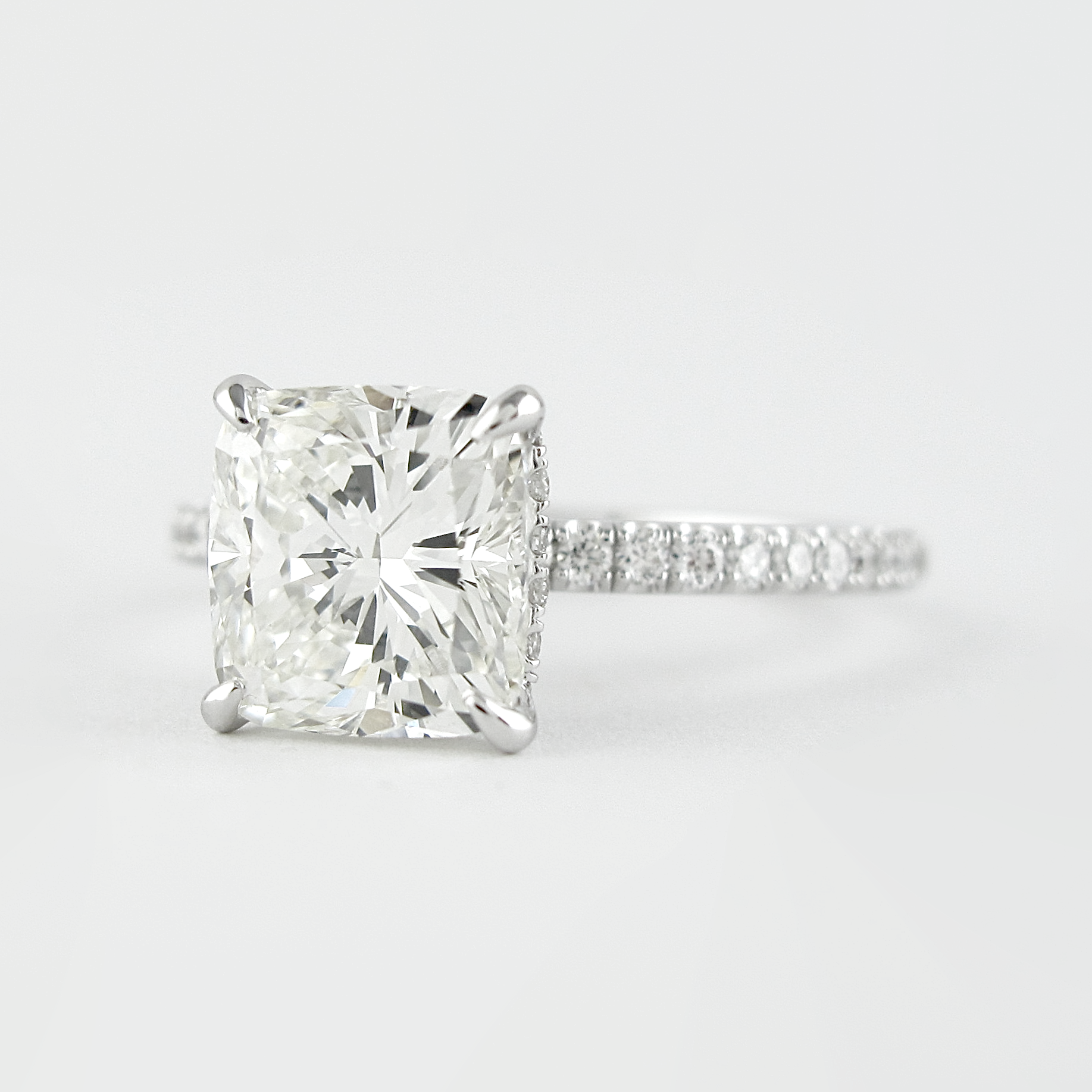 1.80CT Cushion Pave Moissanite Diamond Hidden Halo Engagement Ring