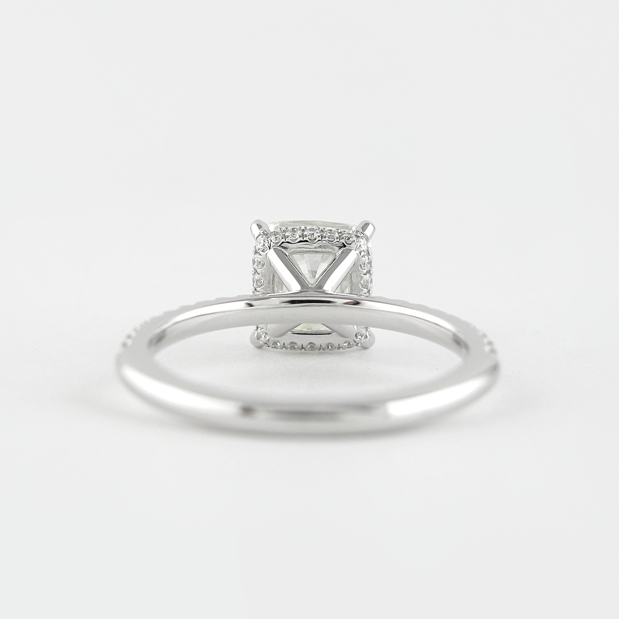 1.80CT Cushion Pave Moissanite Diamond Hidden Halo Engagement Ring