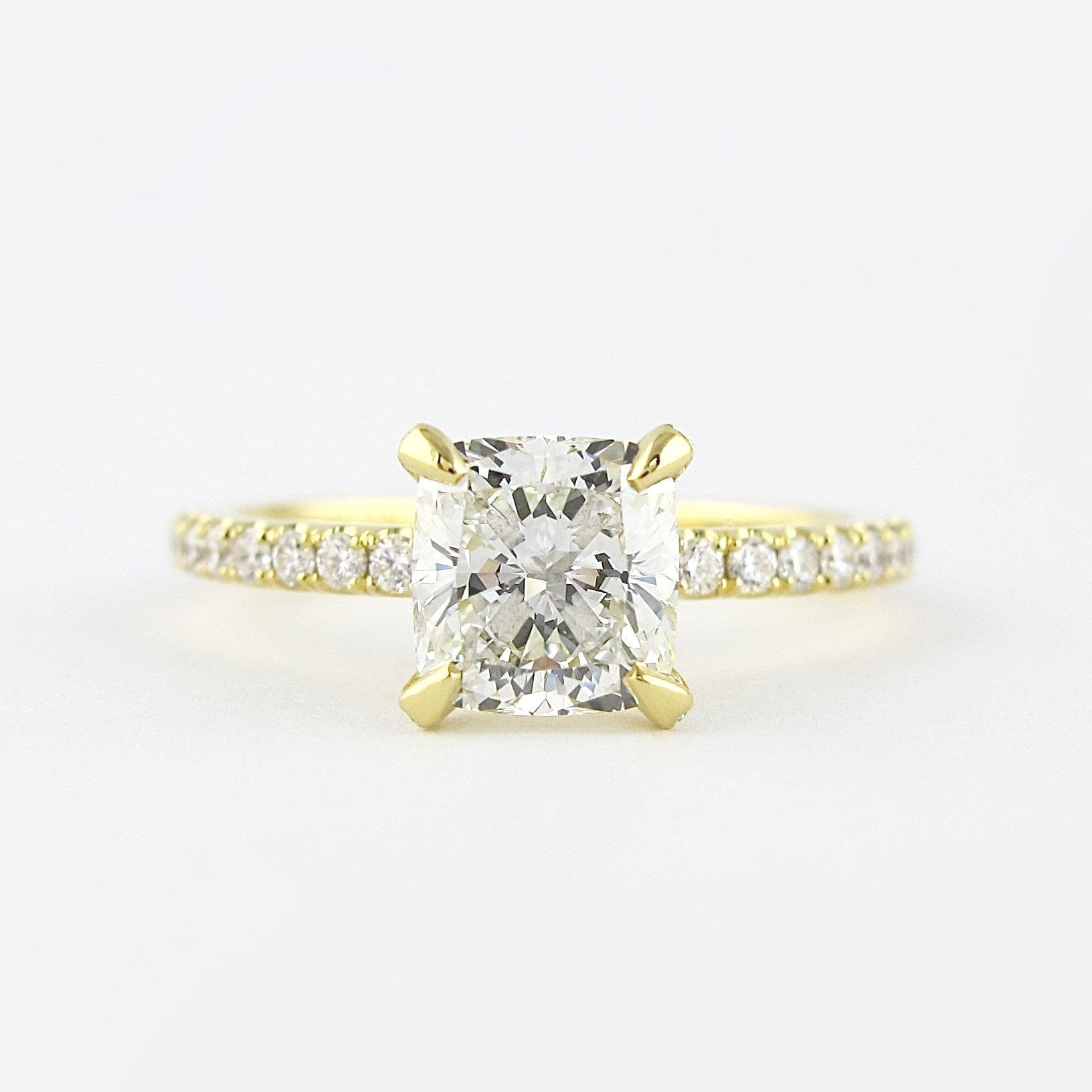 1.20CT Cushion Pave Moissanite Diamond Four Prong Engagement Ring For Women