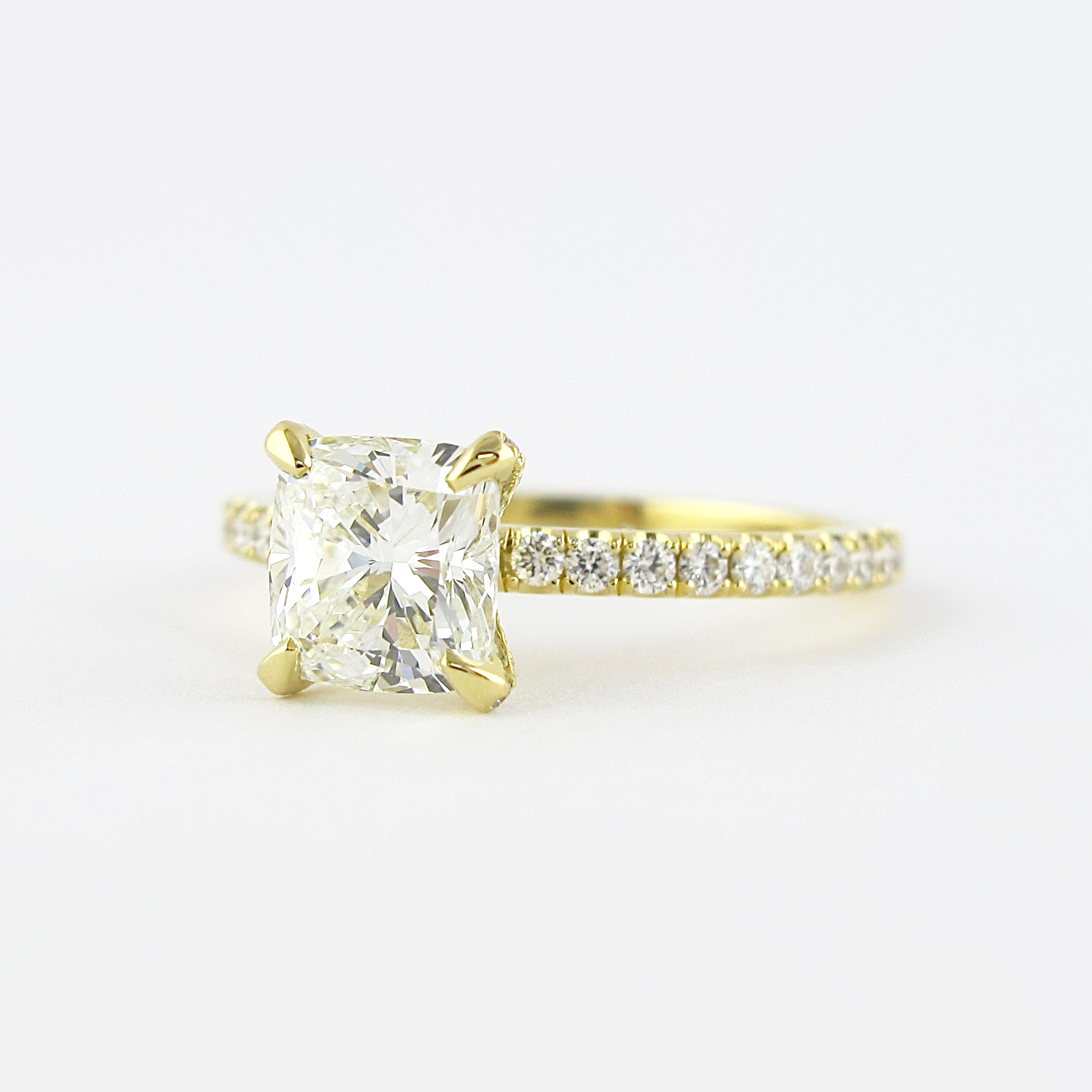 1.20CT Cushion Pave Moissanite Diamond Four Prong Engagement Ring For Women