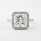 2.0CT Princess Cut Halo Moissanite Engagement Ring