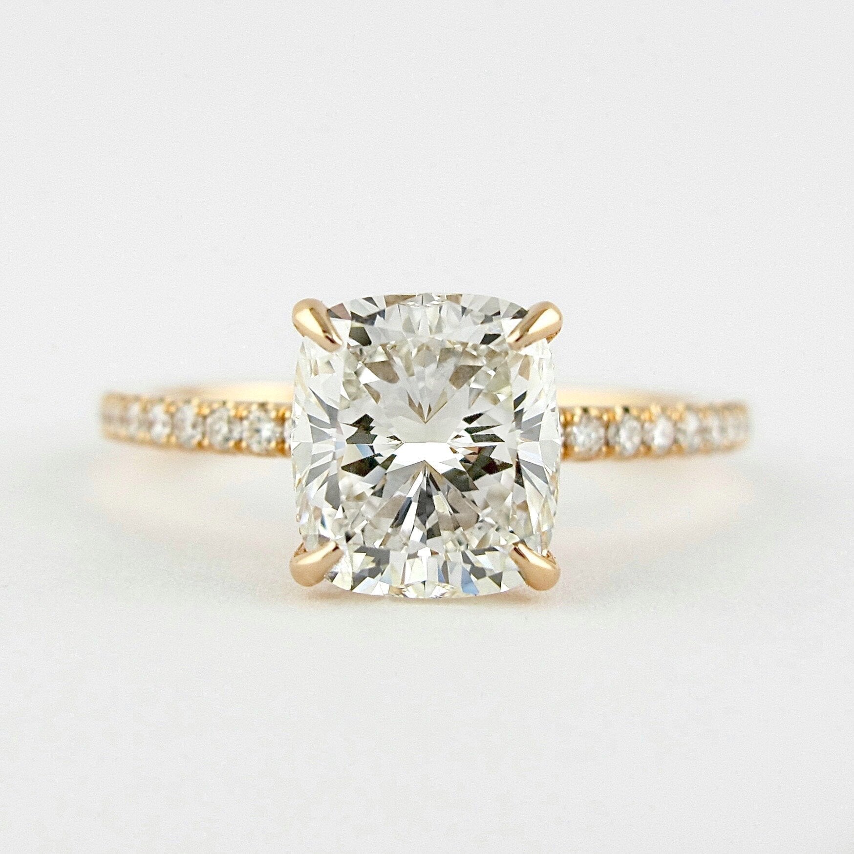 1.50CT Cushion Cut Hidden Halo Moissanite Engagement Ring