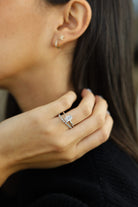 1.30CT Emerald Cut Hidden Halo Moissanite Diamond Solitaire Engagement Ring