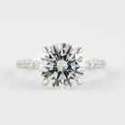 1.50CT Round Four Prong Moissanite Diamond Pave Engagement Ring