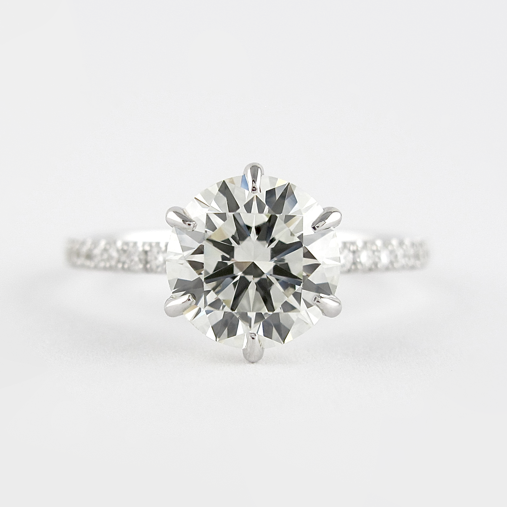 1.20CT Round Six Prong Moissanite Diamond Pave Engagement Ring