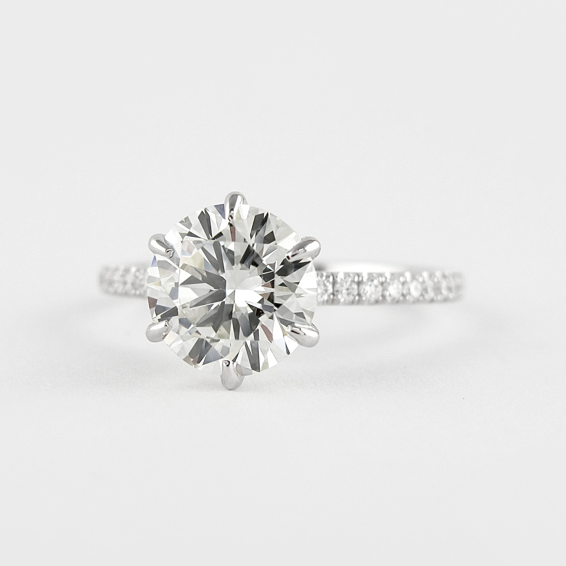 1.20CT Round Six Prong Moissanite Diamond Pave Engagement Ring