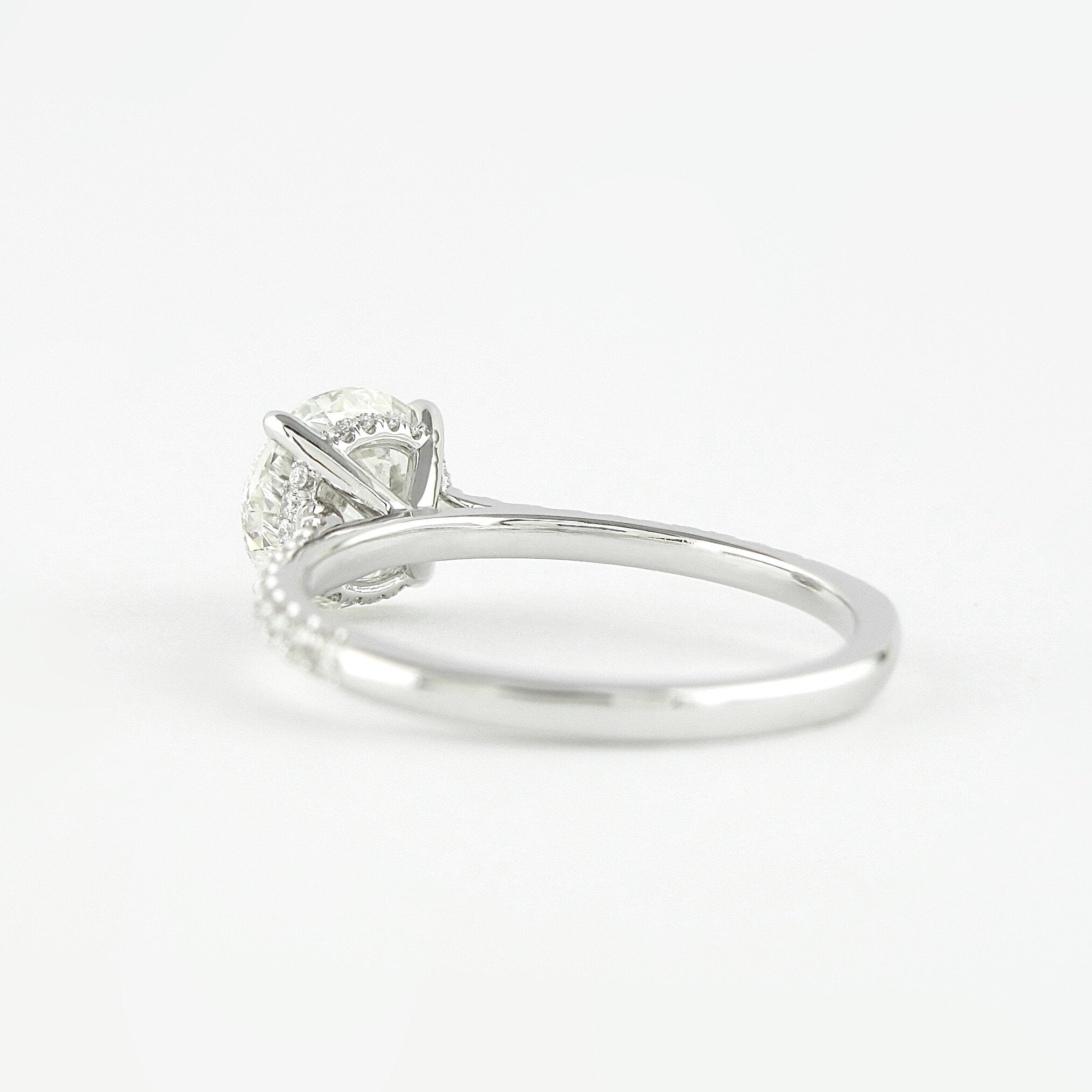 1.0CT Round Pave Moissanite Diamond Hidden Halo Engagement Ring